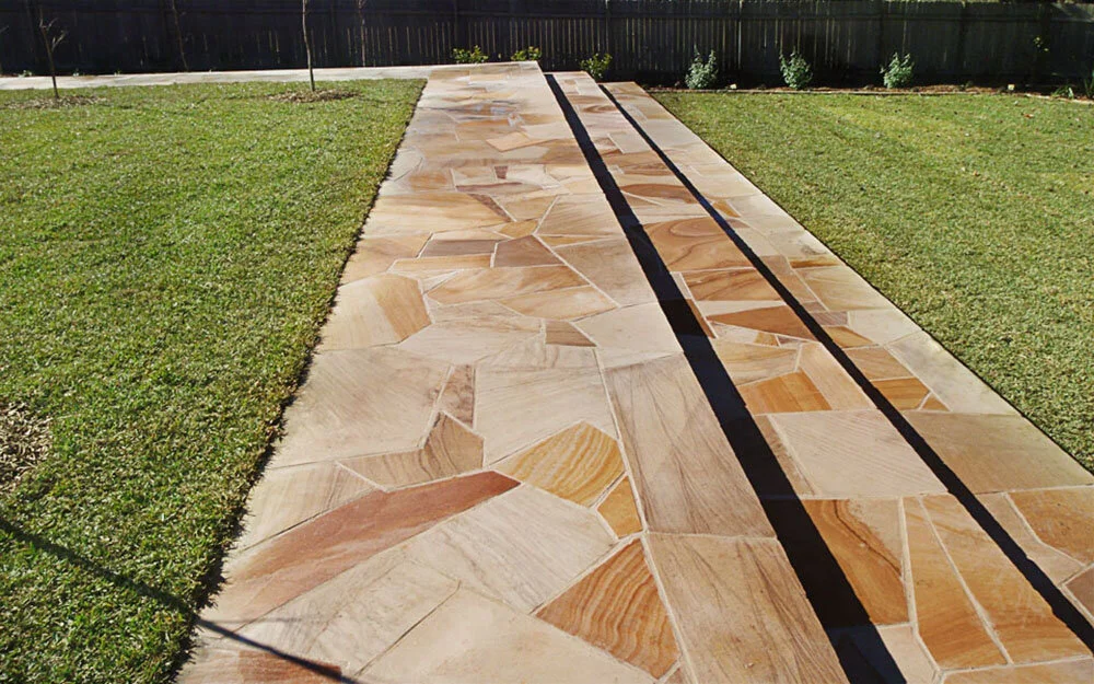 Sawn flagging used to create “Crazy paving”, Brown Range Colour