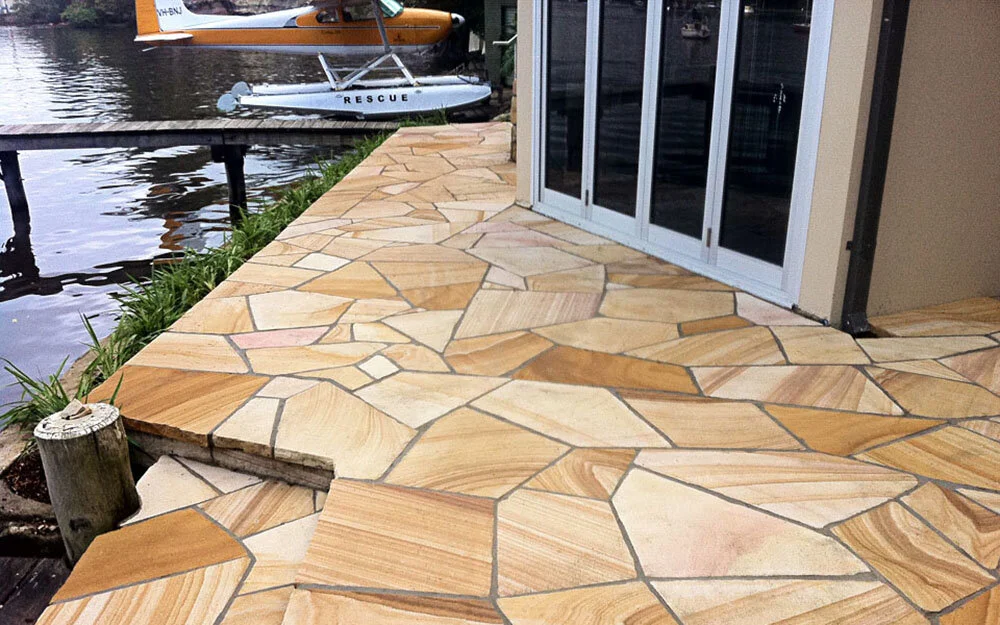Sawn flagging used to create “Crazy paving”, Brown Range Colour