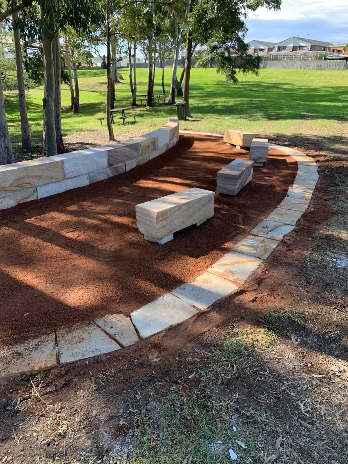 Gosford Quarries solid walling blocks, sandstone seats, quarry run