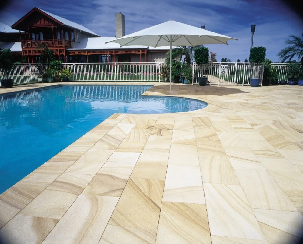 Tripp house, Gosford Quarries light-medium brown, diamond sawn sandstone cladding