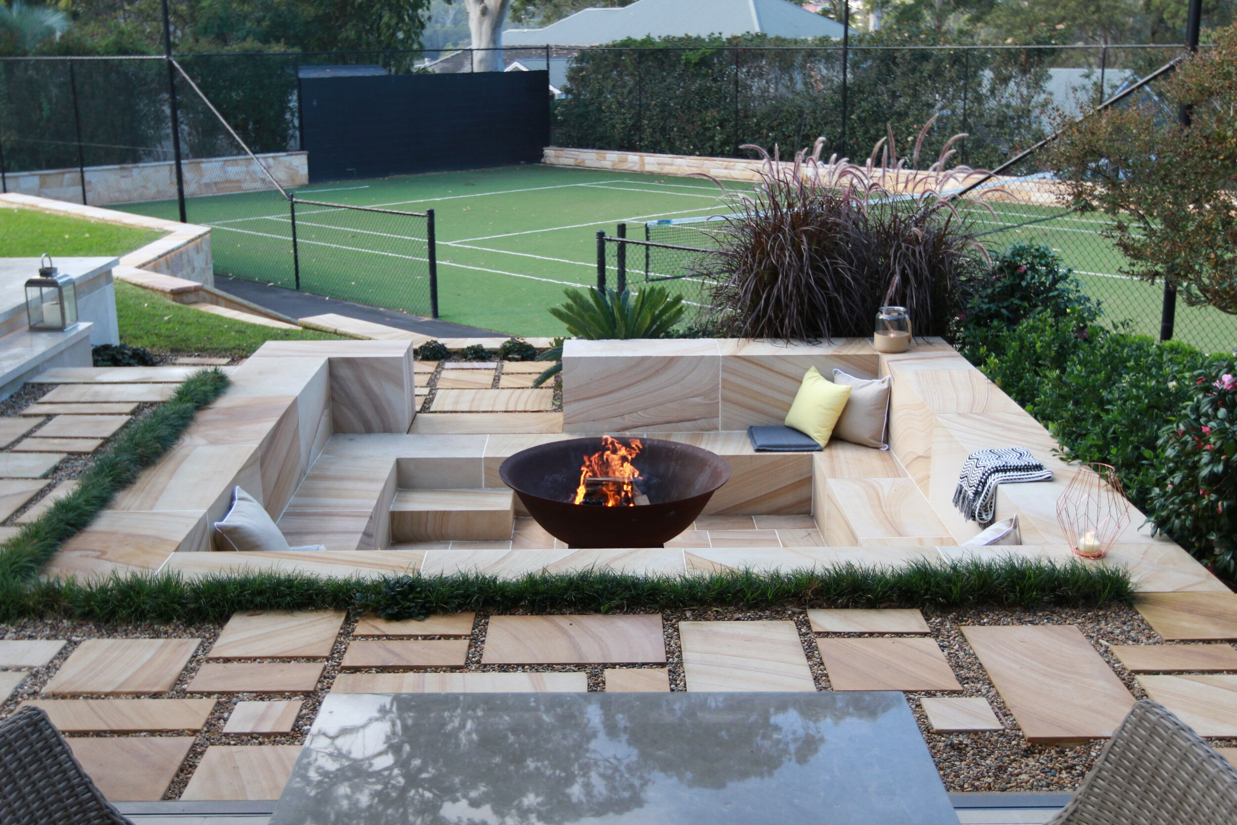 The Perfect Sandstone Firepit With, Fire Pit Area Designs