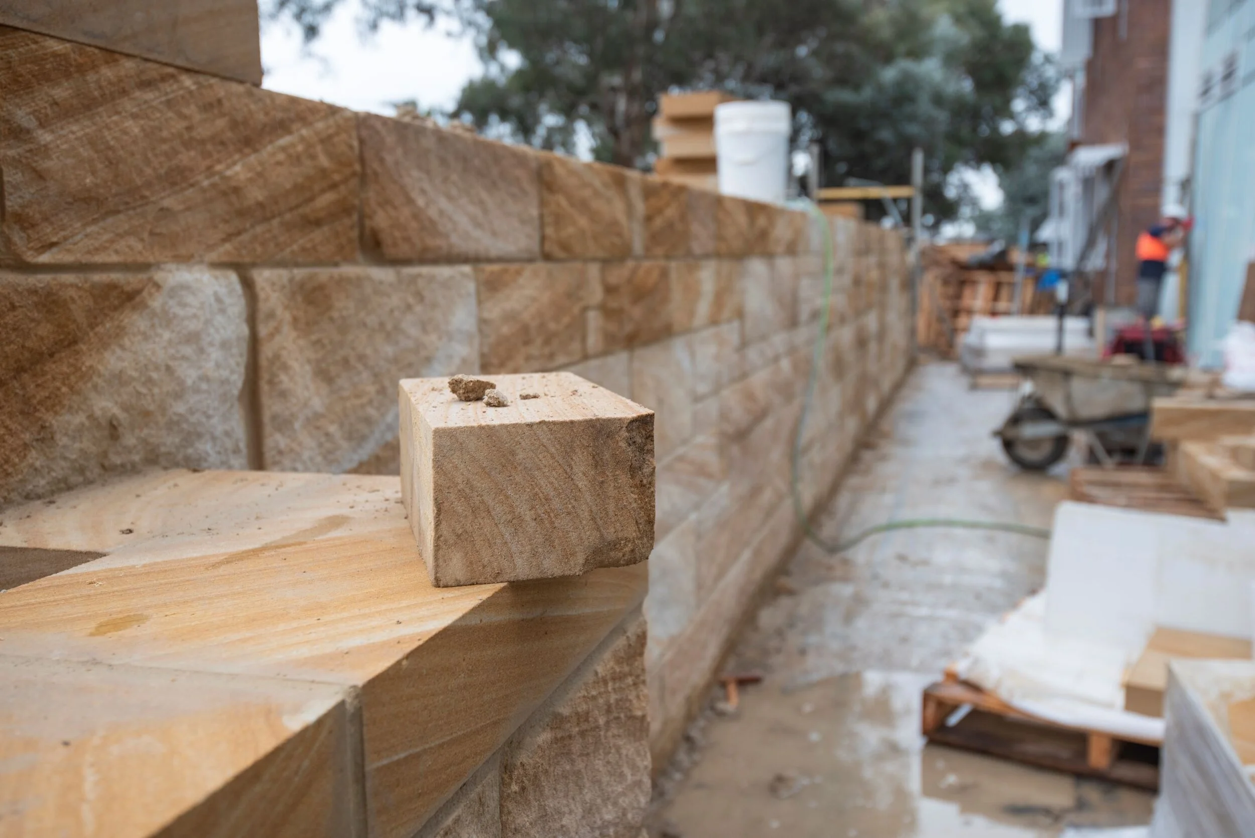 Retaining Wall Blocks. Sandstone Rocks, Stone Cladding Supplies