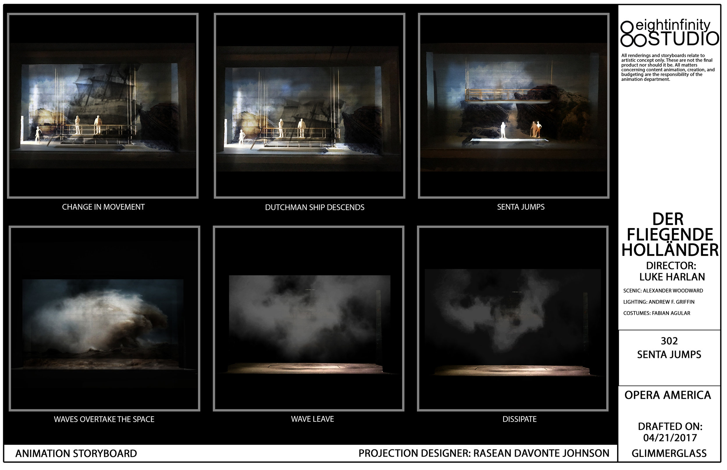Animation Plate for the final scene in 'The Flying Dutchman' complete with Title Block as a part of the 2017 Director Designers Showcase of Opera America