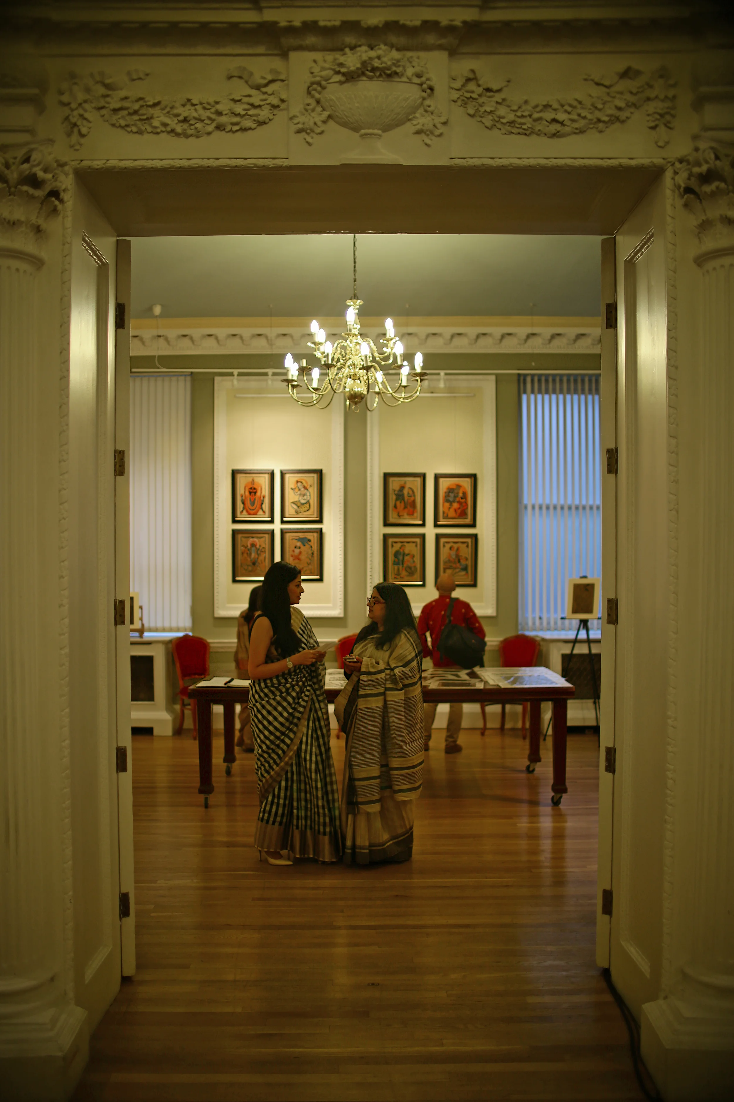 Nupur Ganguly and Gargi Yadav of NuGa Arthouse, the curators for the exhibition, Nehru Centre, London, 14/09/2015.