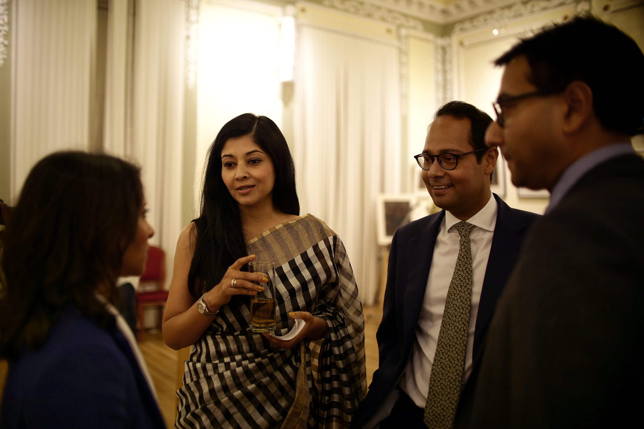 Nupur Ganguly, one of the curators for the exhibition in a conversation with the guests, Nehru Centre, London, 14/09/2015.
