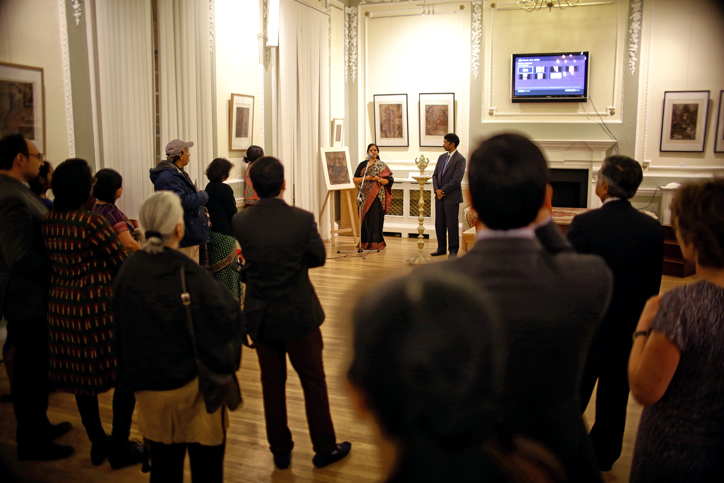 The launch event for the exhibition on Kalighat patachitra, Nehru Centre, London, 14/09/2015.