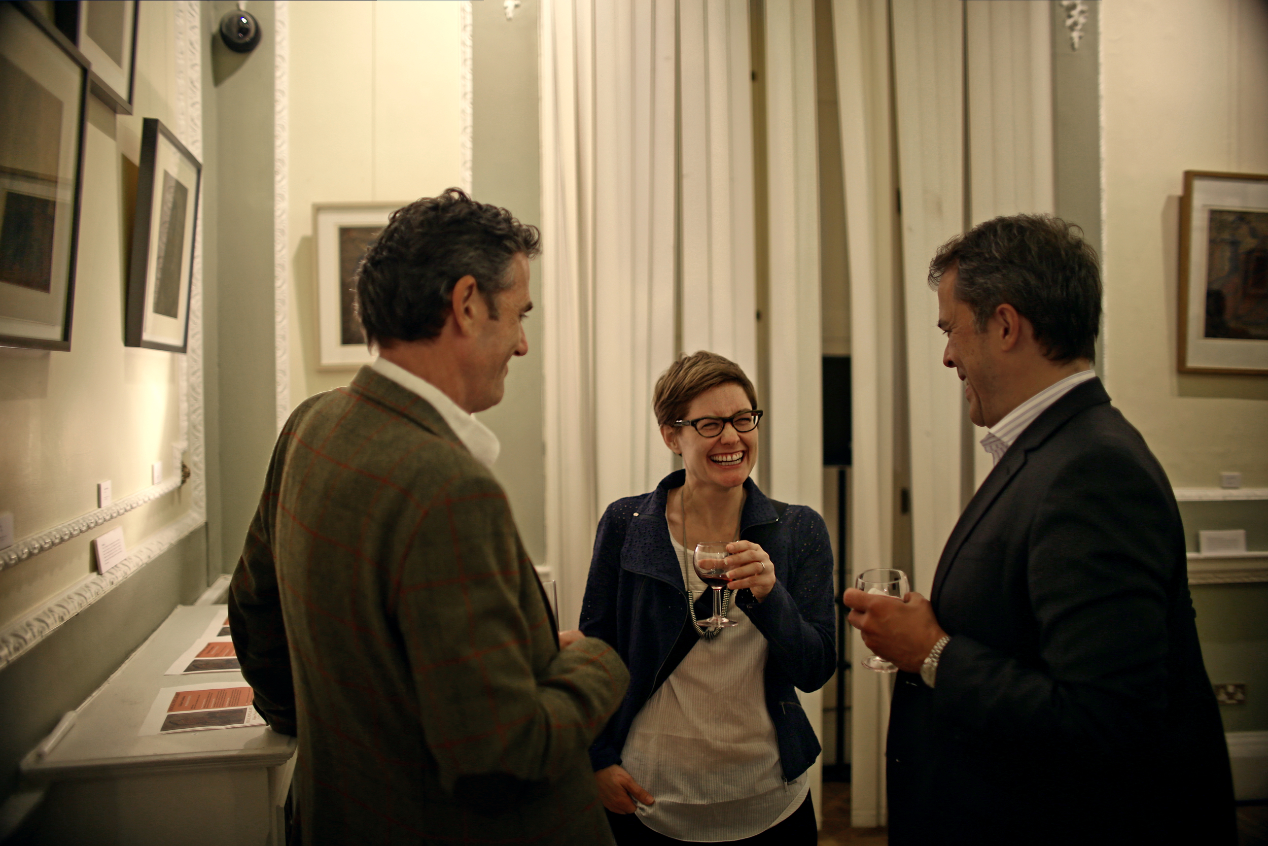 Guests at the wine reception during the launch event of Kalighat patachitra, Nehru Centre, London, 14/09/2015.