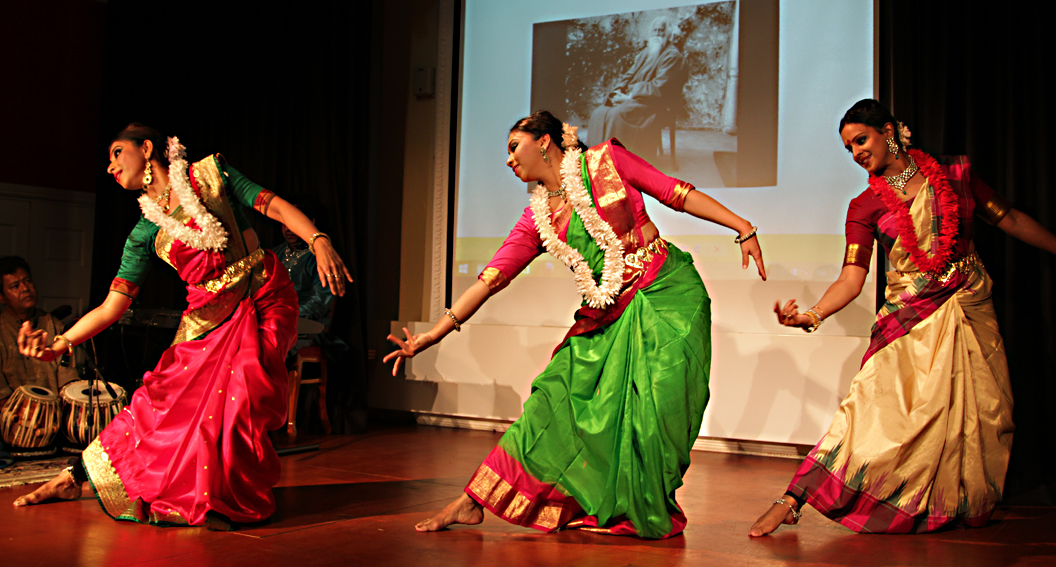 Dancers Senjuti Das, Aindrila Ghosh and Rinku Dutt performing at the event, Nehru Centre, London, 15/09/2015.