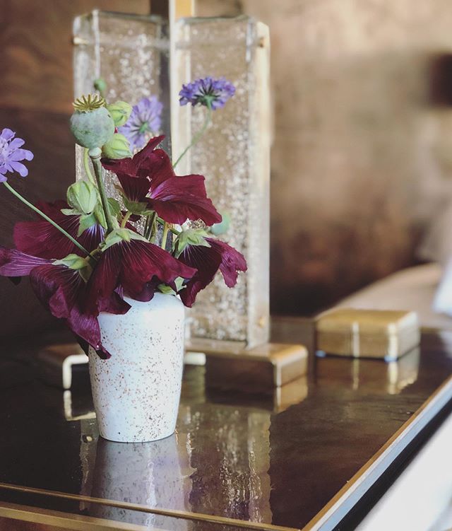 #ingoodFORM: outtake from our #midcenturyranch project in #SantaYnez, recently photographed by the phenomenal @brittanyambridge. The flowers were all gathered from the property. It’s a very special home for very special clients. #MasterBedro