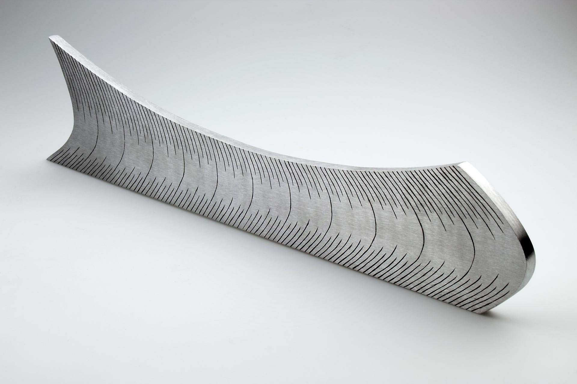 Instrument #101, hand engraved aluminum and ink, 12" x 2.75" x .25"