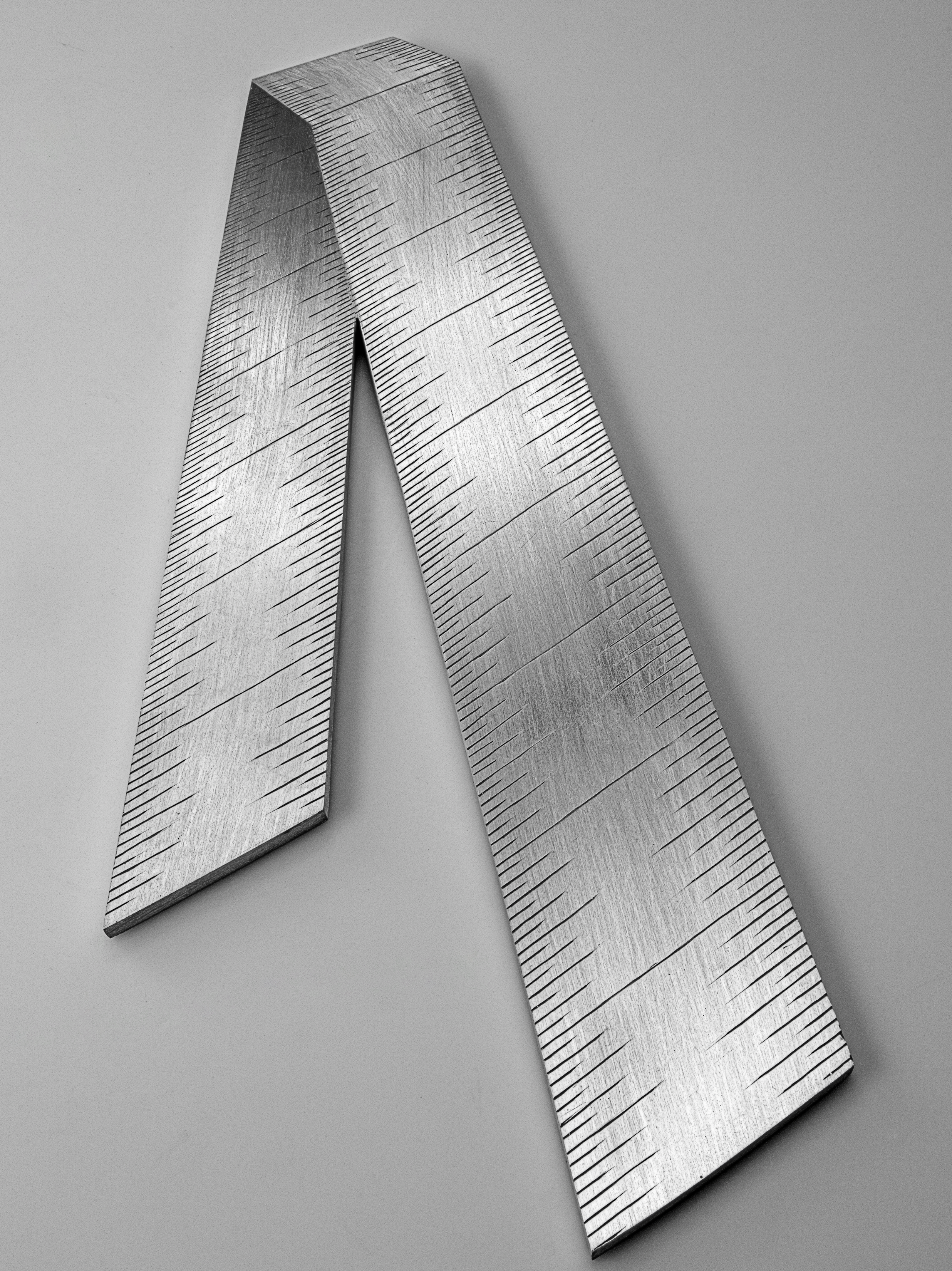 Instrument #123, hand engraved aluminum and ink, 11" x 5.25" x .25"