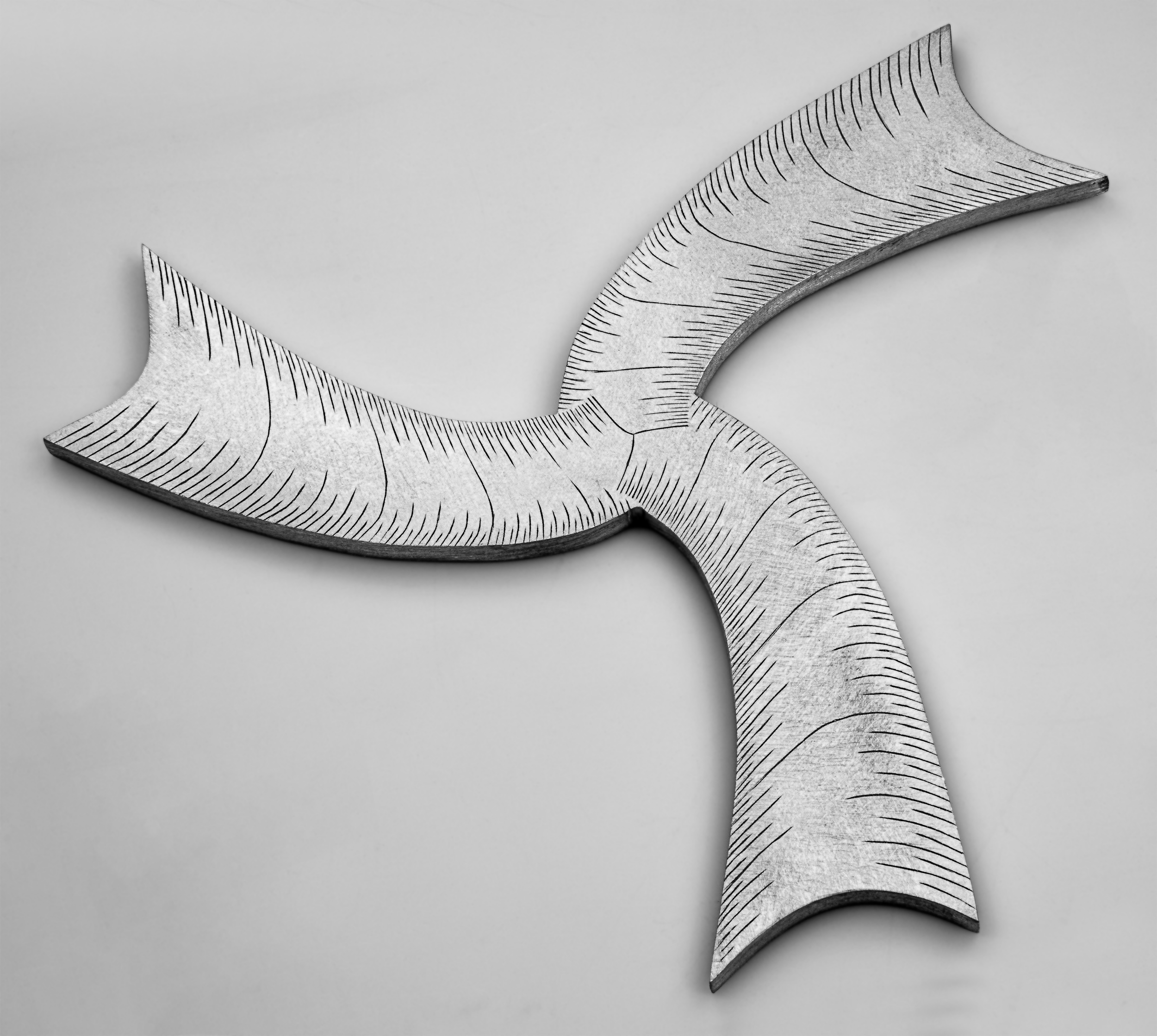 Instrument #143, hand engraved aluminum and ink, 8" x 7" x .25"