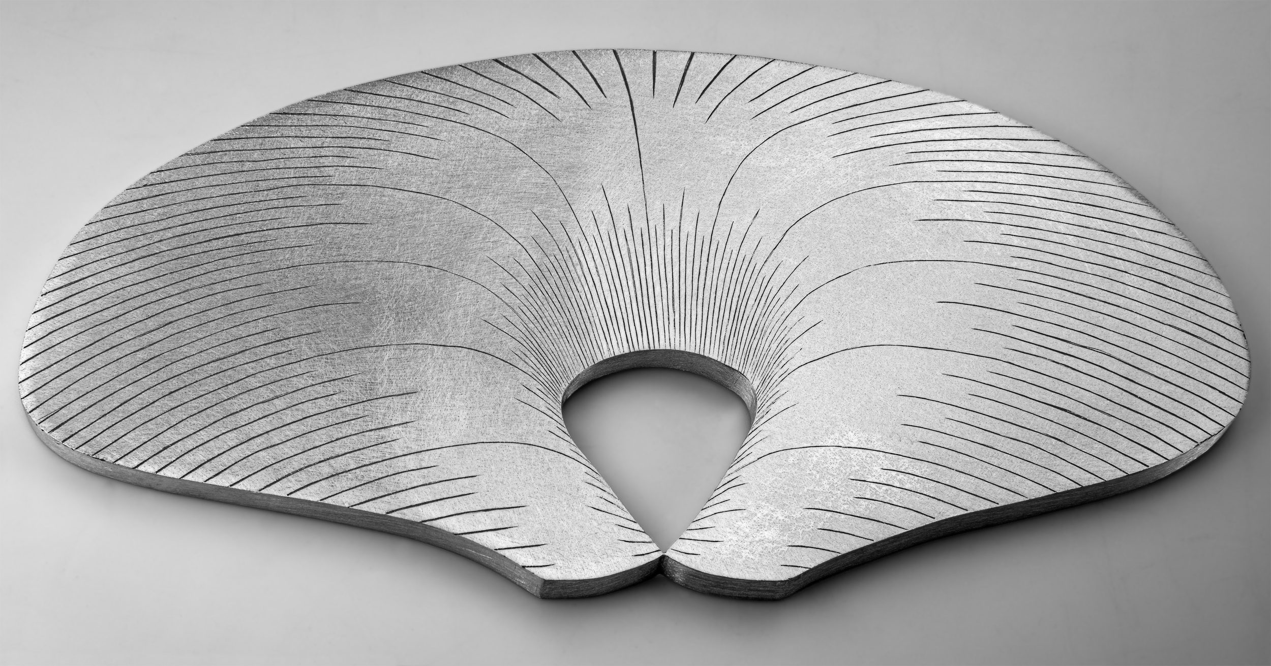 Instrument #146, hand engraved aluminum and ink, 9.75" x 5" x .25"