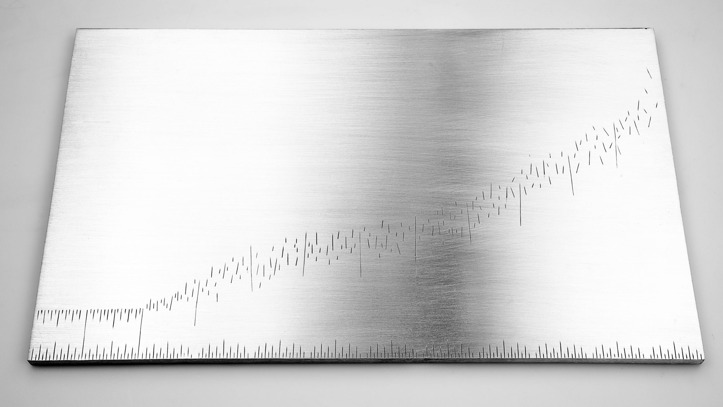 Instrument #147, hand engraved aluminum and ink, 11.875" x 7.125" x .25"