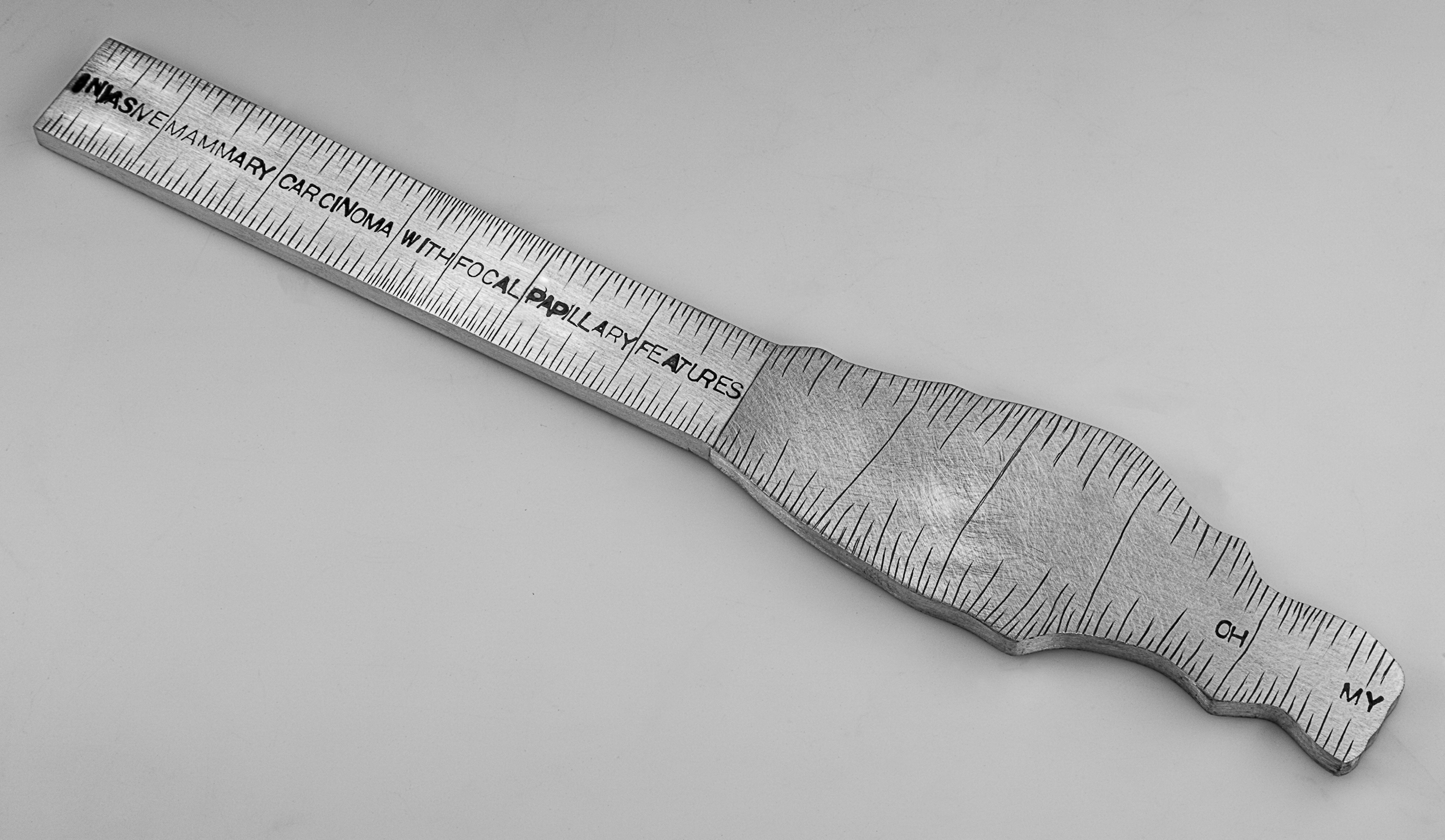 Instrument #172, hand engraved aluminum and ink, 10.875" x 1.875" x .25"