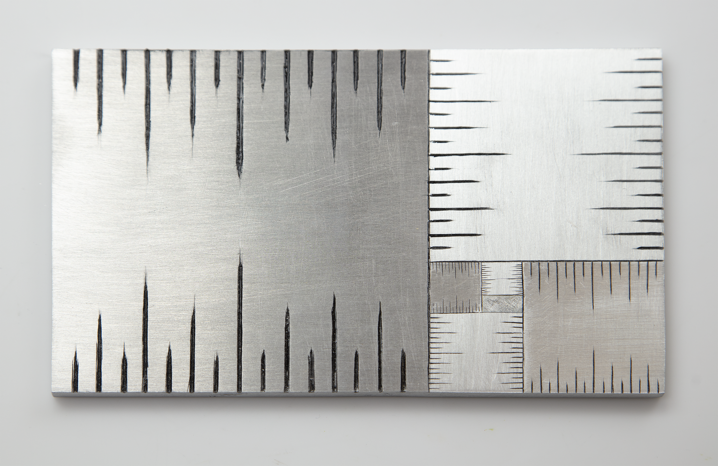 Instrument #182, hand engraved aluminum and ink, 7.25" x 4.5" x .25"