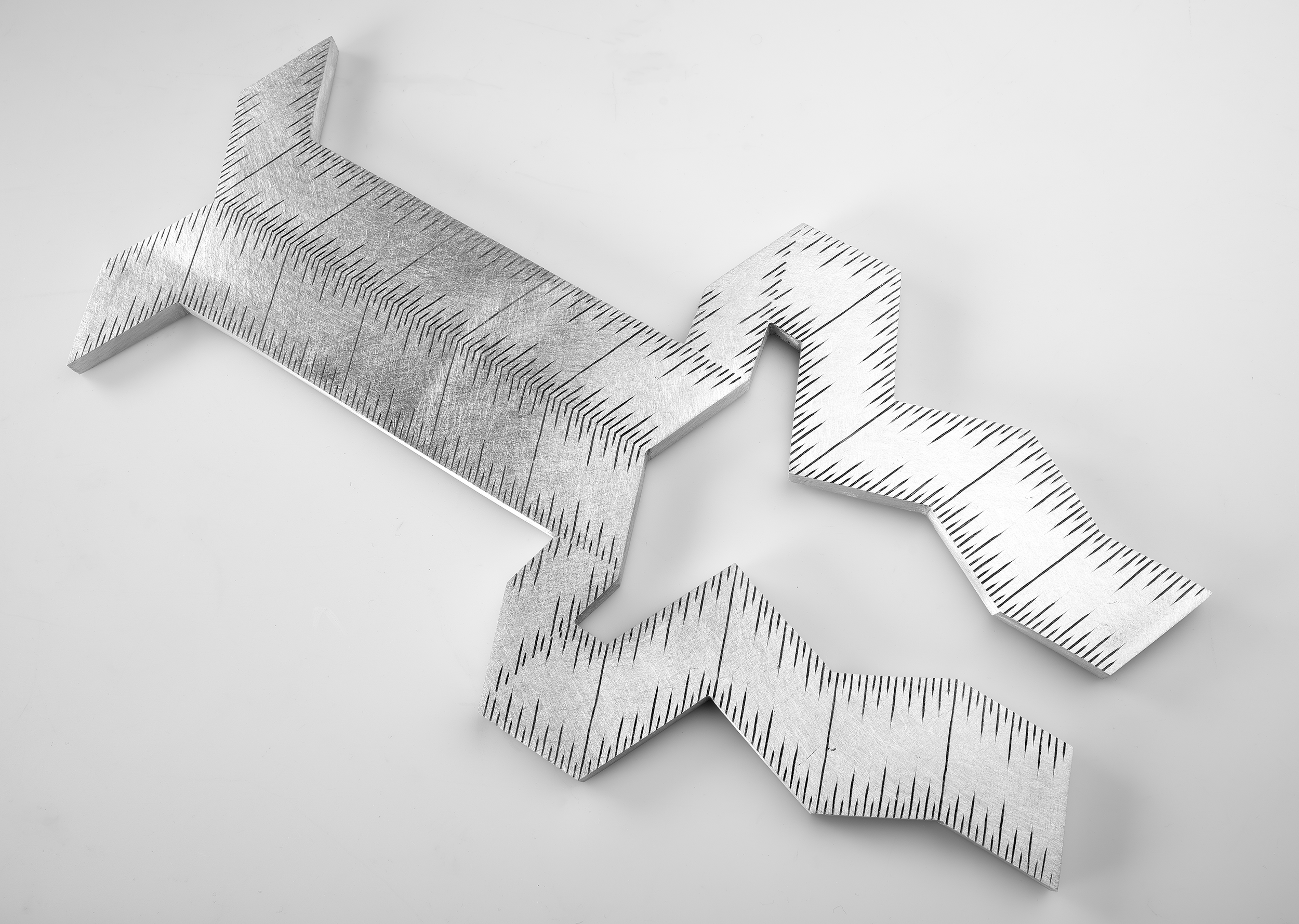 Instrument #298, hand engraved aluminum and ink.