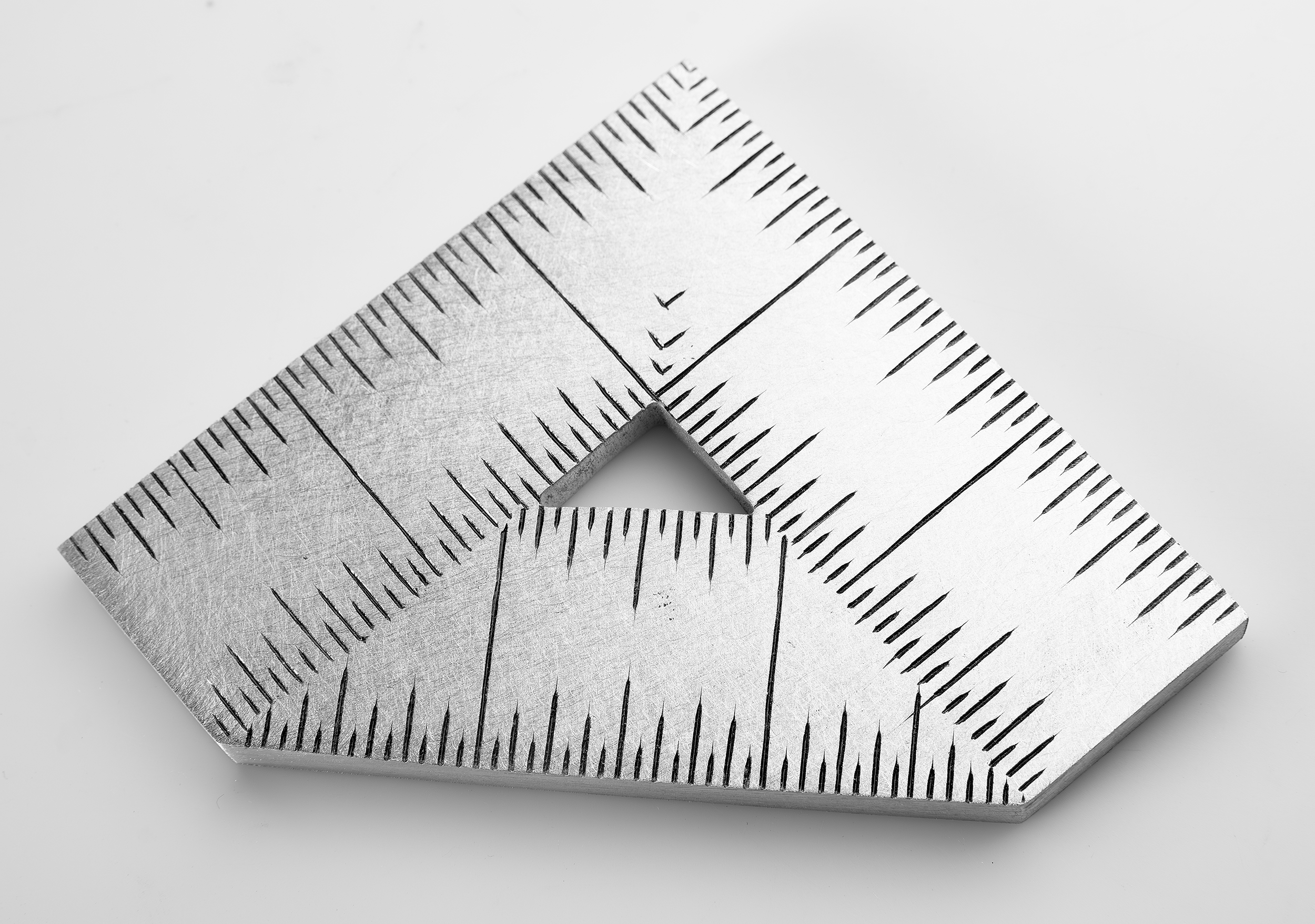 Instrument #299, hand engraved aluminum and ink.