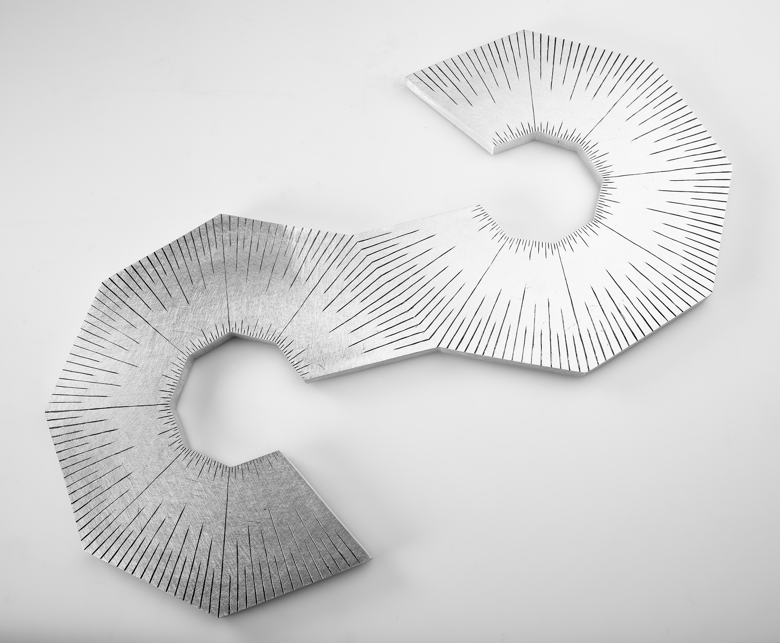 Instrument #310, hand engraved aluminum and ink.