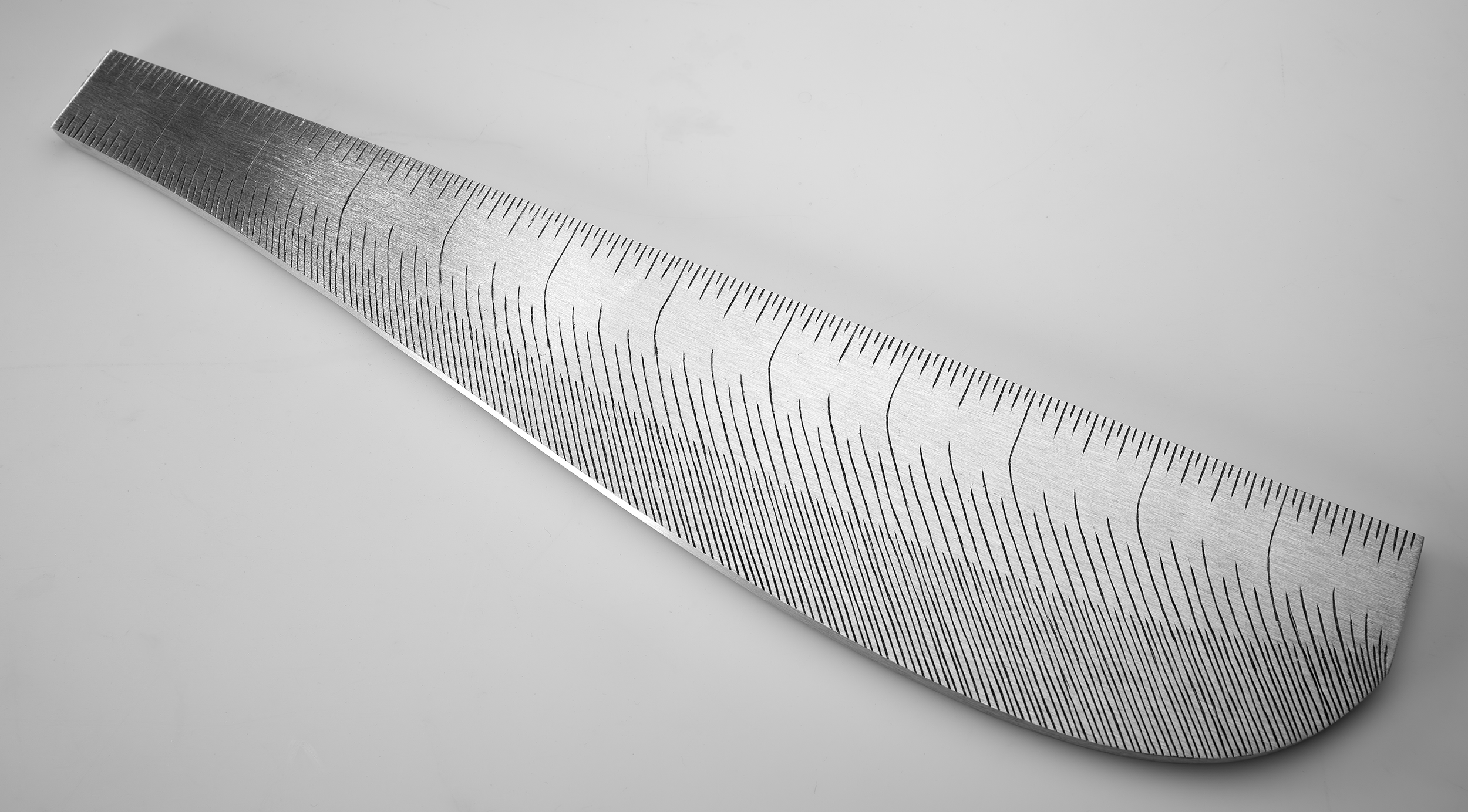 Instrument #314, hand engraved aluminum and ink.