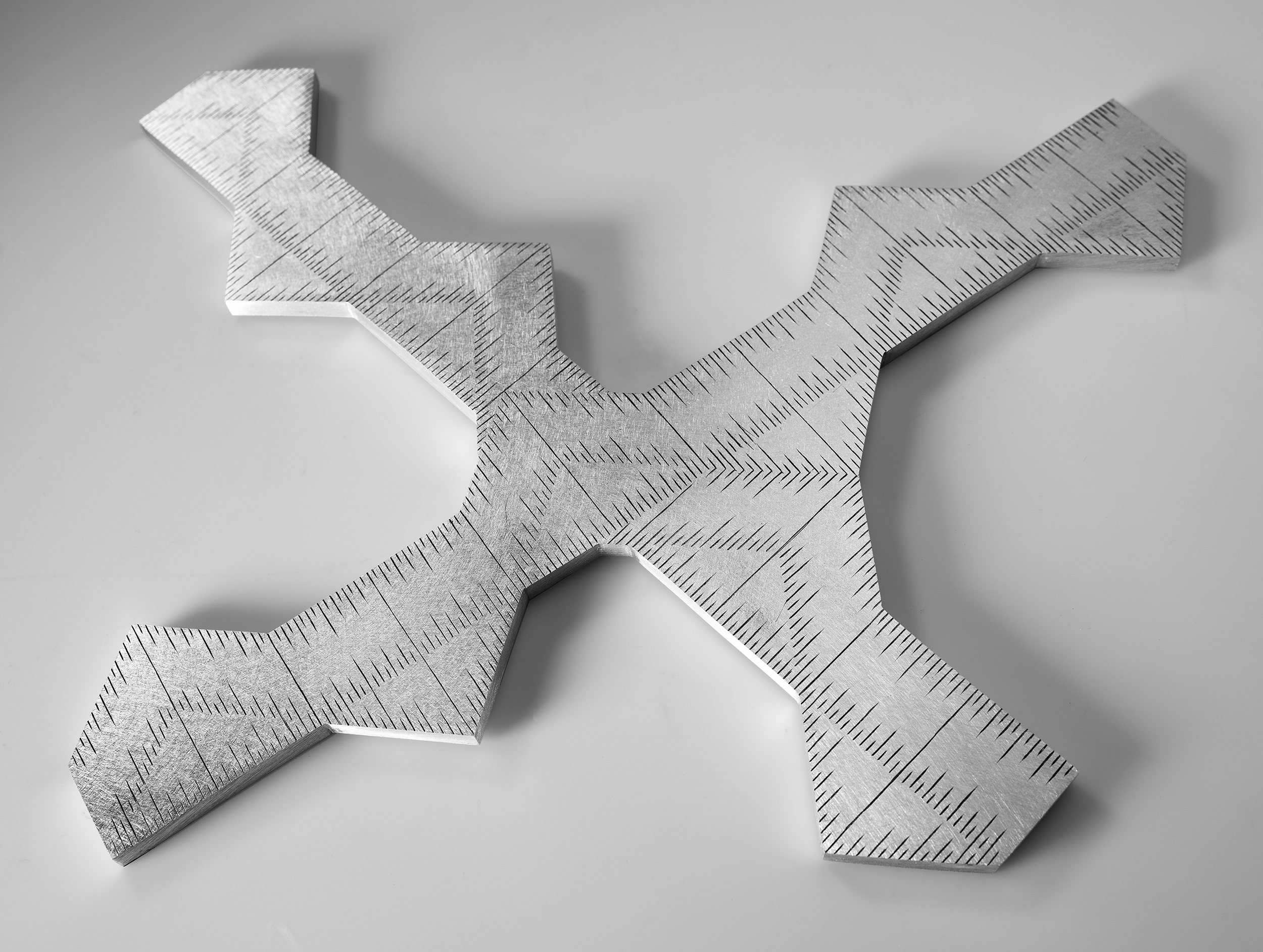 Instrument #320, hand engraved aluminum and ink.