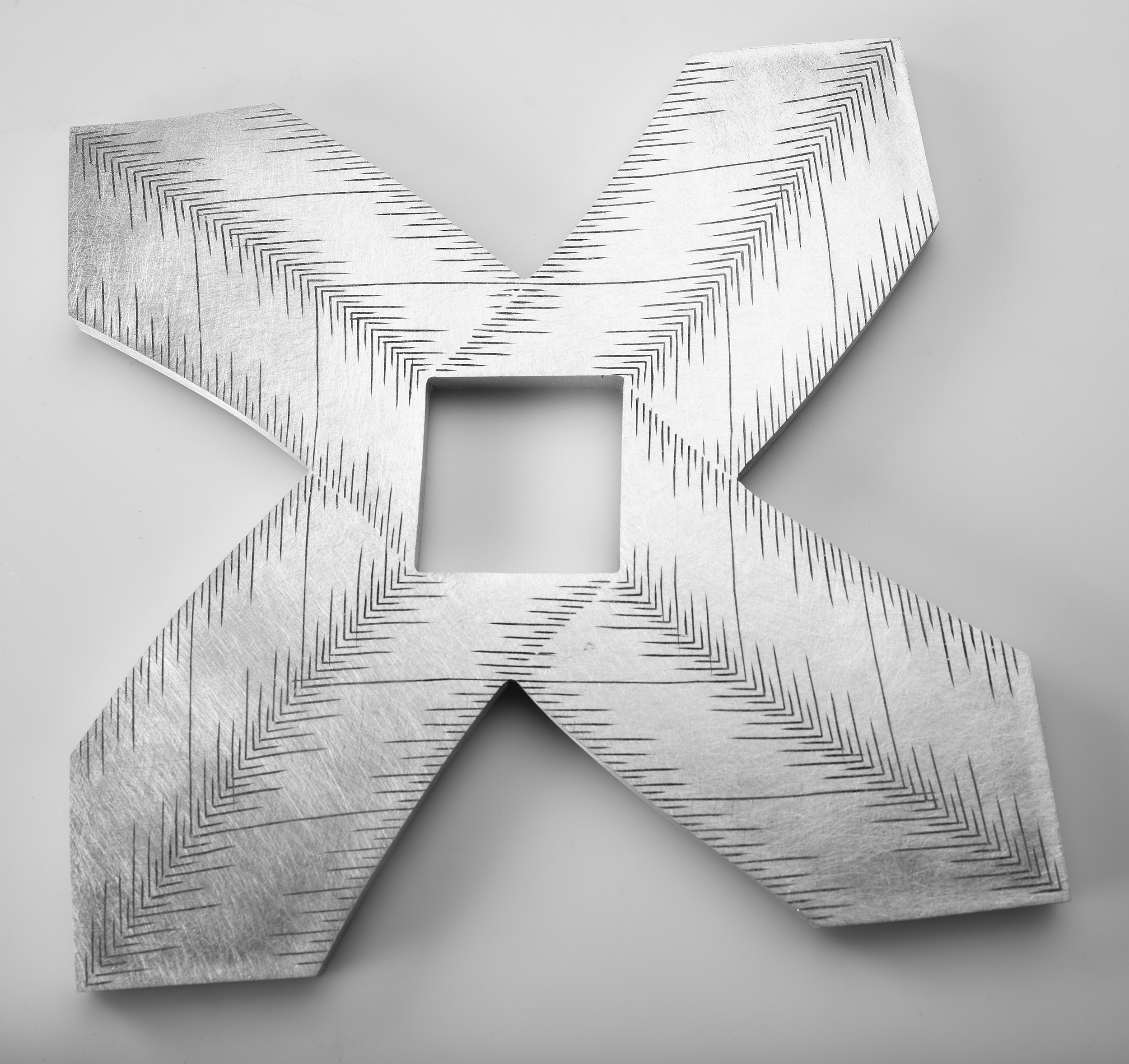 Instrument #326, hand engraved aluminum and ink.