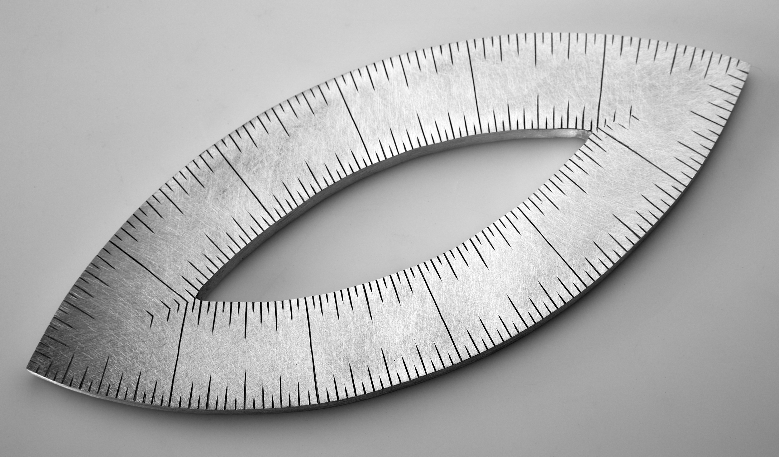 Instrument #352, hand engraved aluminum and ink.