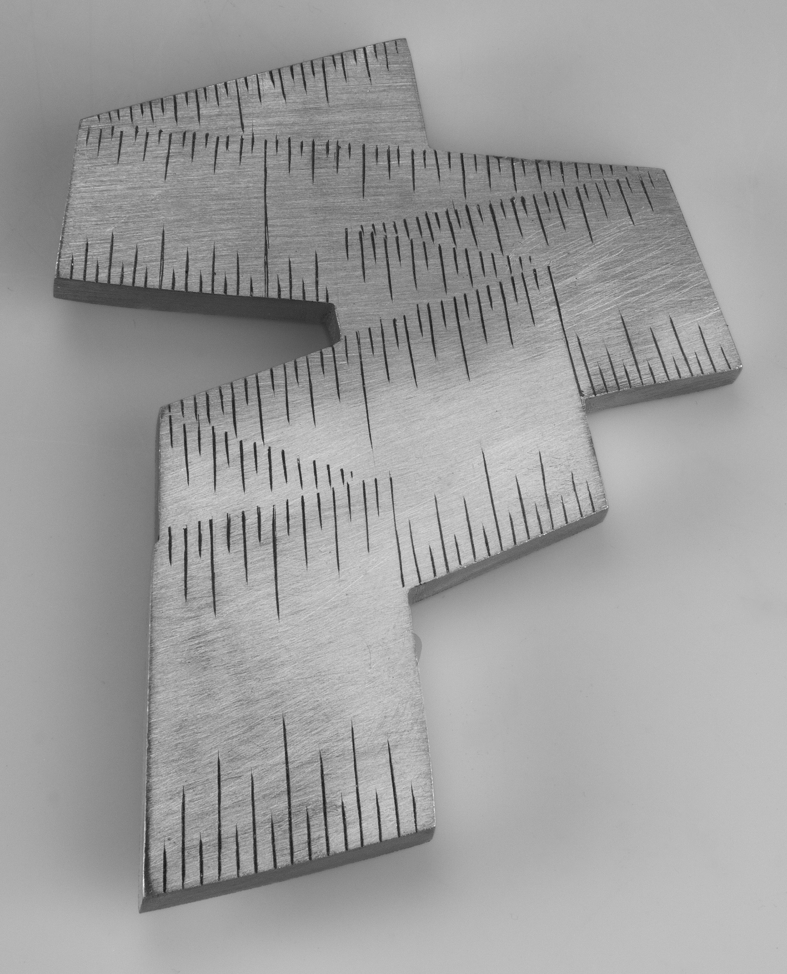 Instrument #383, hand engraved aluminum and ink.