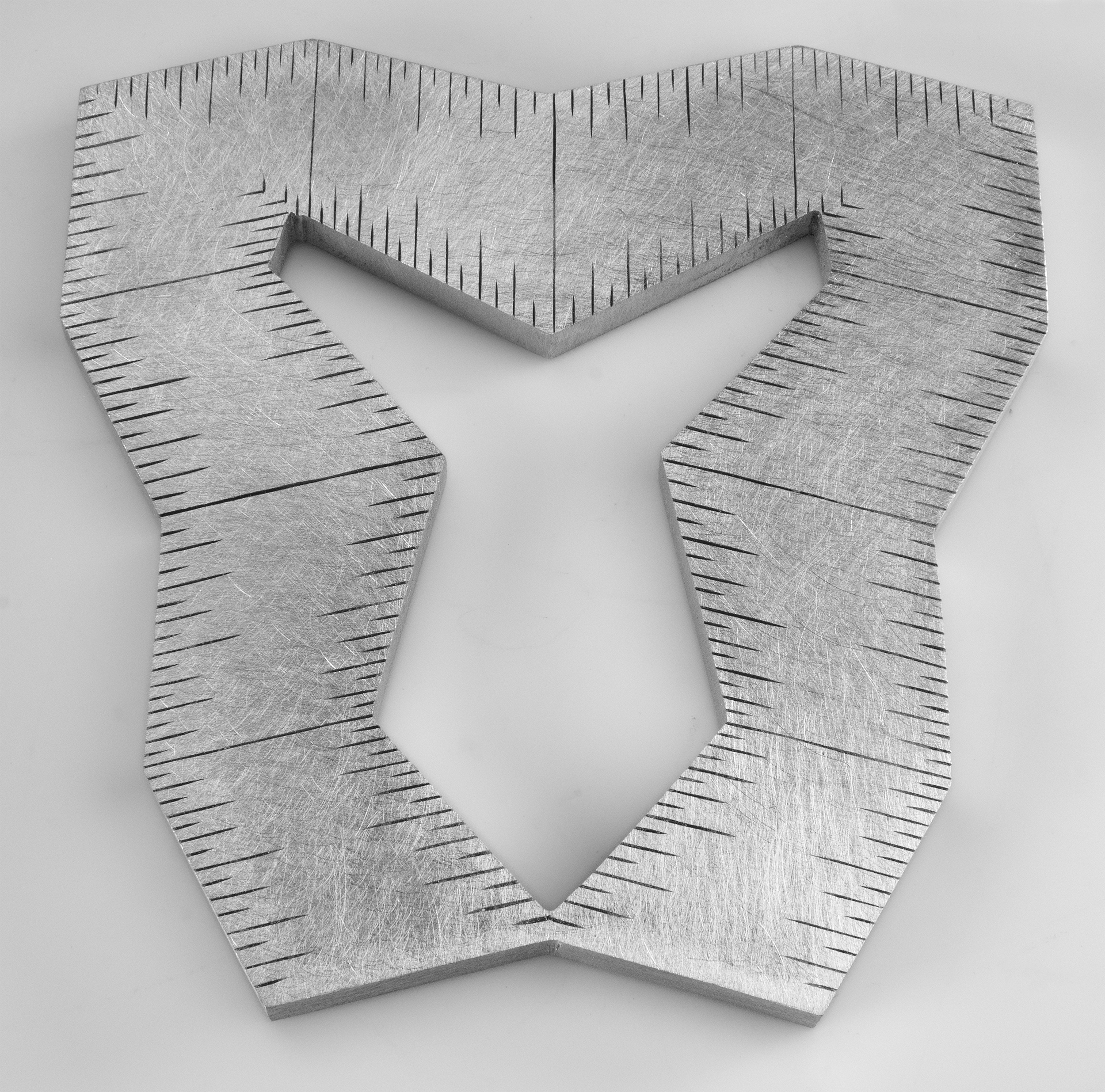 Instrument #387, hand engraved aluminum and ink.