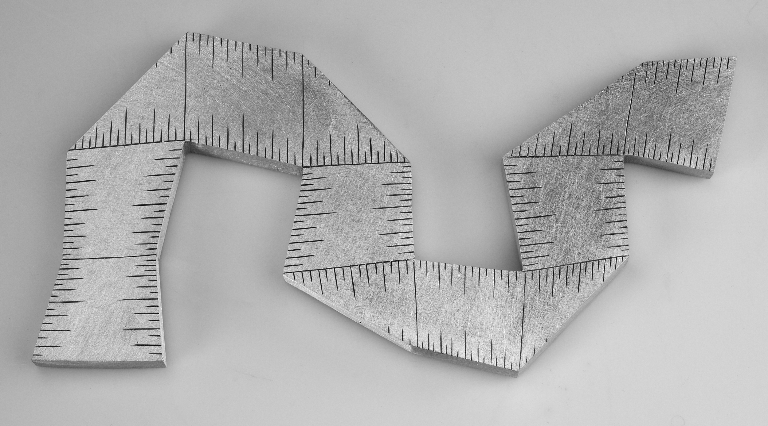 Instrument #390, hand engraved aluminum and ink.