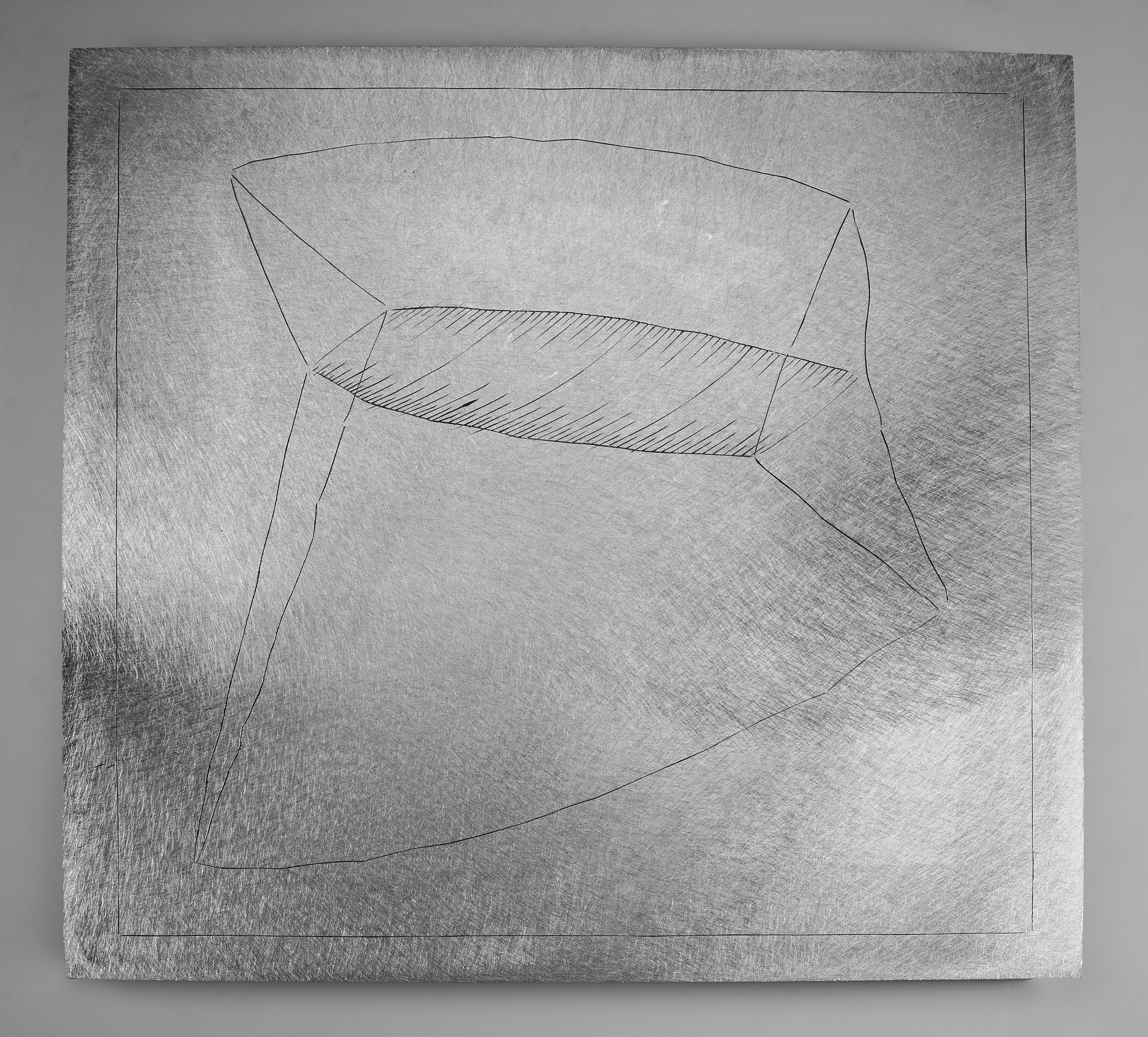 Instrument #394, hand engraved aluminum and ink.