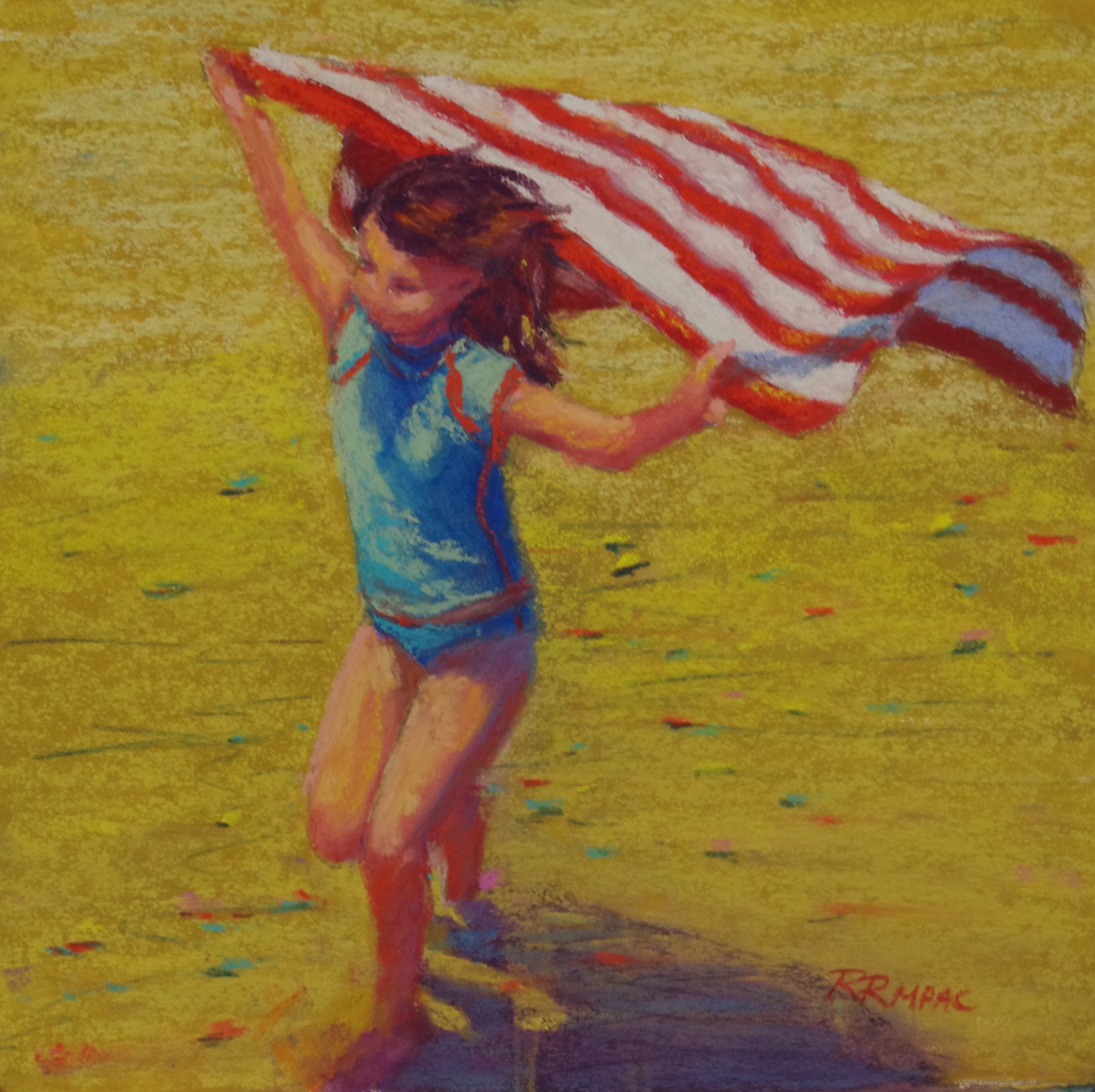 Super Stripe 8" x 8" framed pastel $195