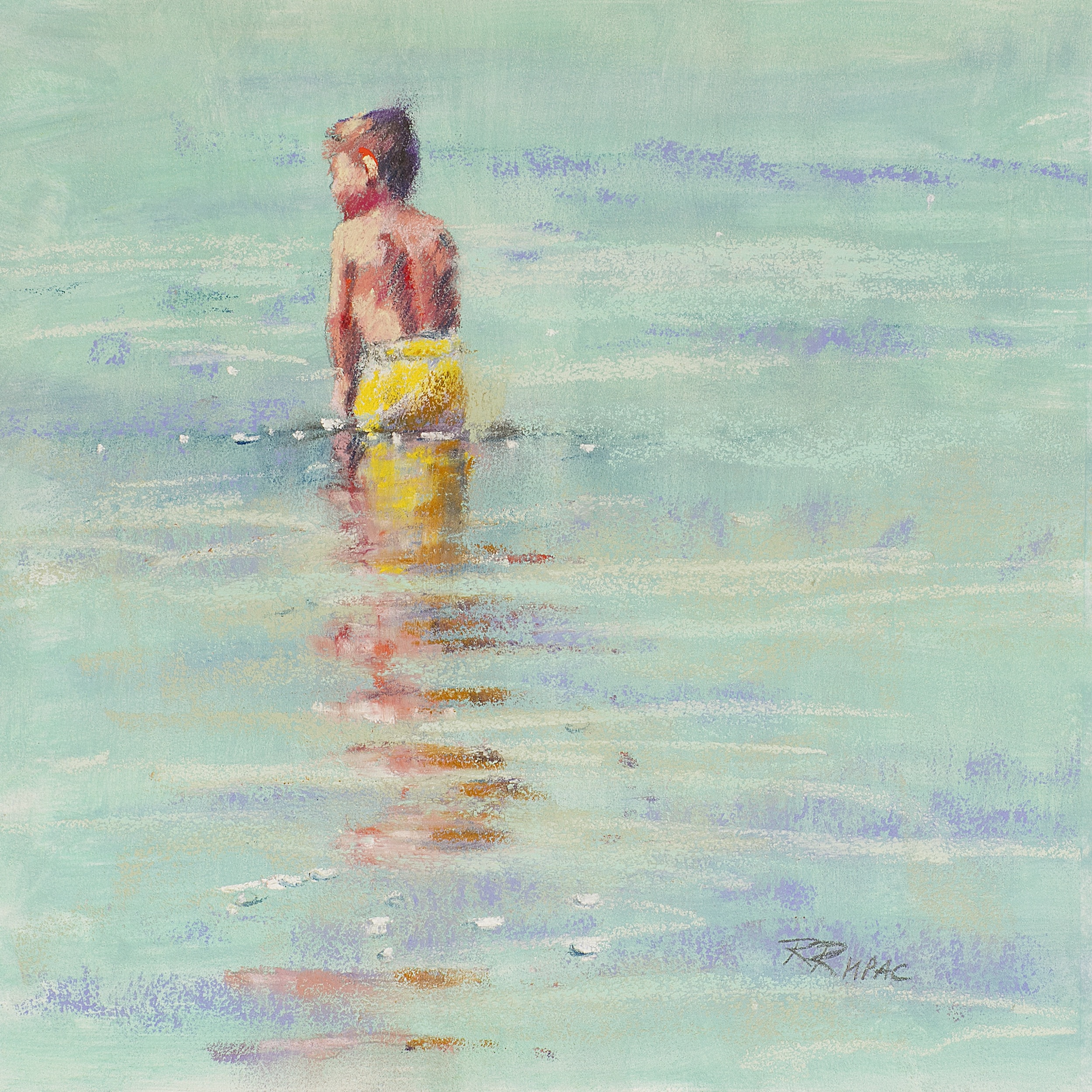 First Dip 8" x 8" framed pastel $195