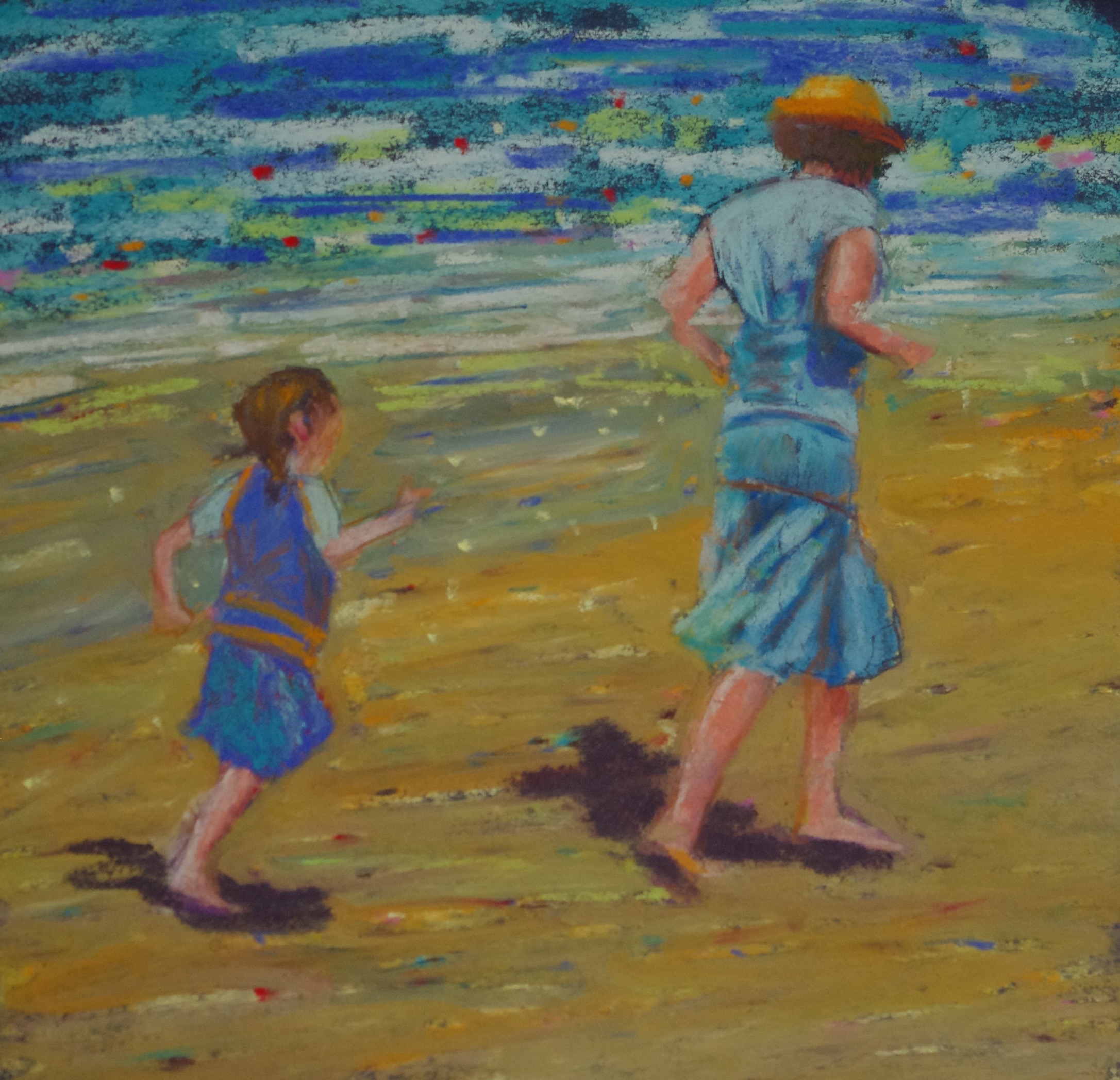 Wait Up, Mama! pastel 8 x 8 framed $195