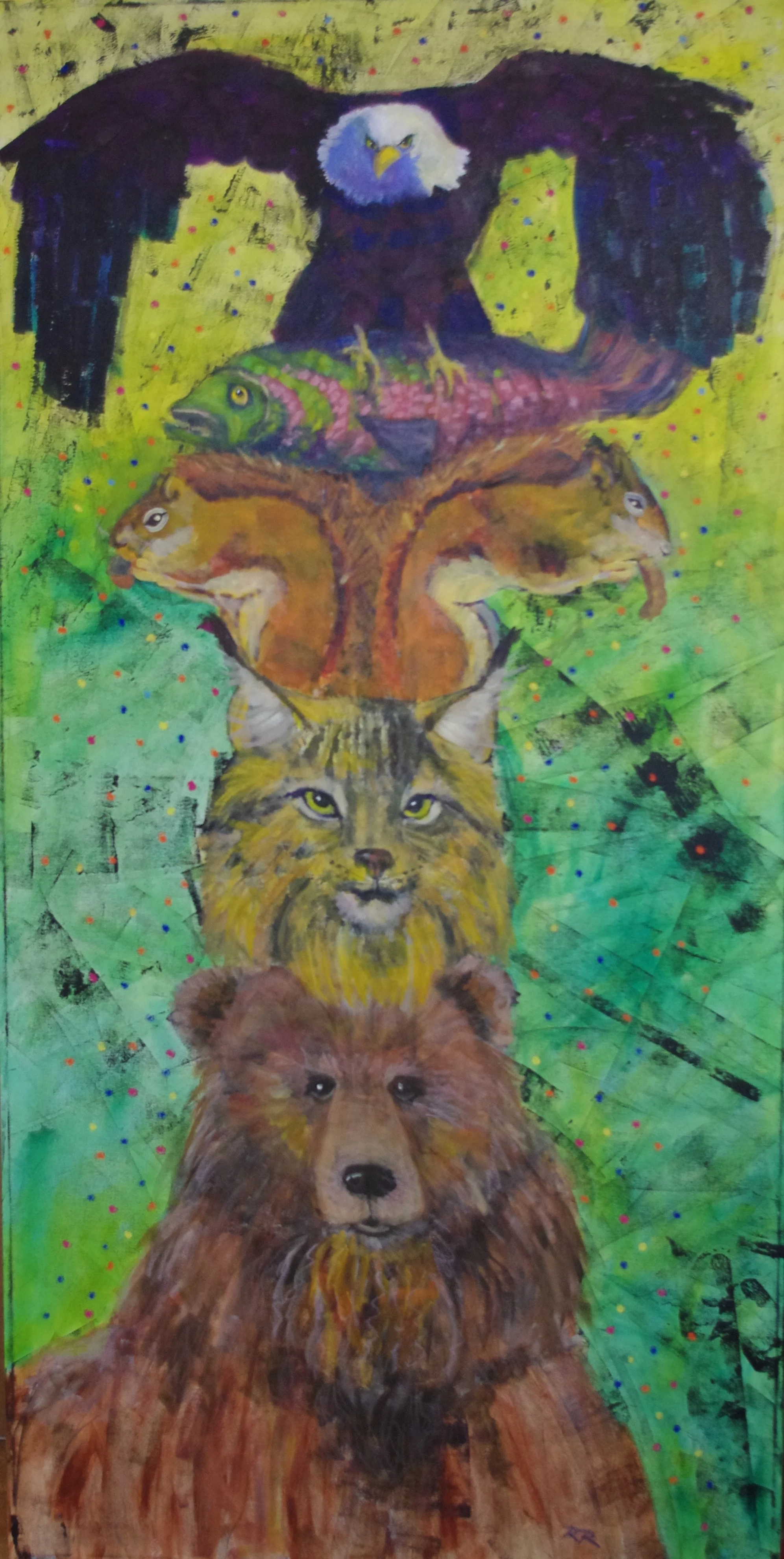 Wild Totem Mixed Media on canvas, 30 x 60 $1200