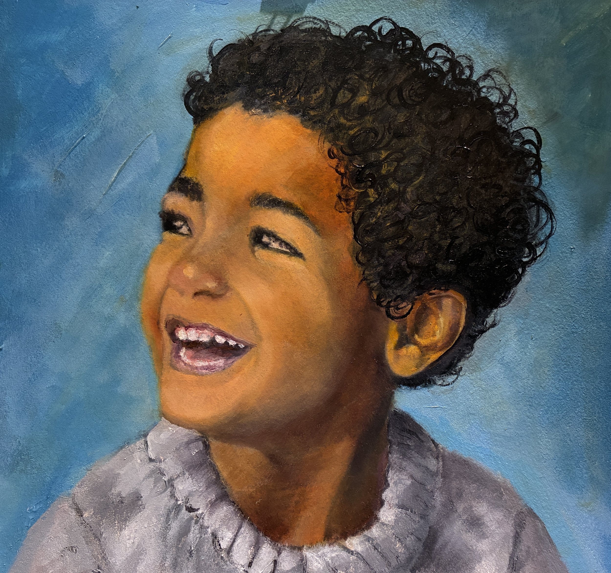 #11 Prompt: happy male child with dark skin and curly hair