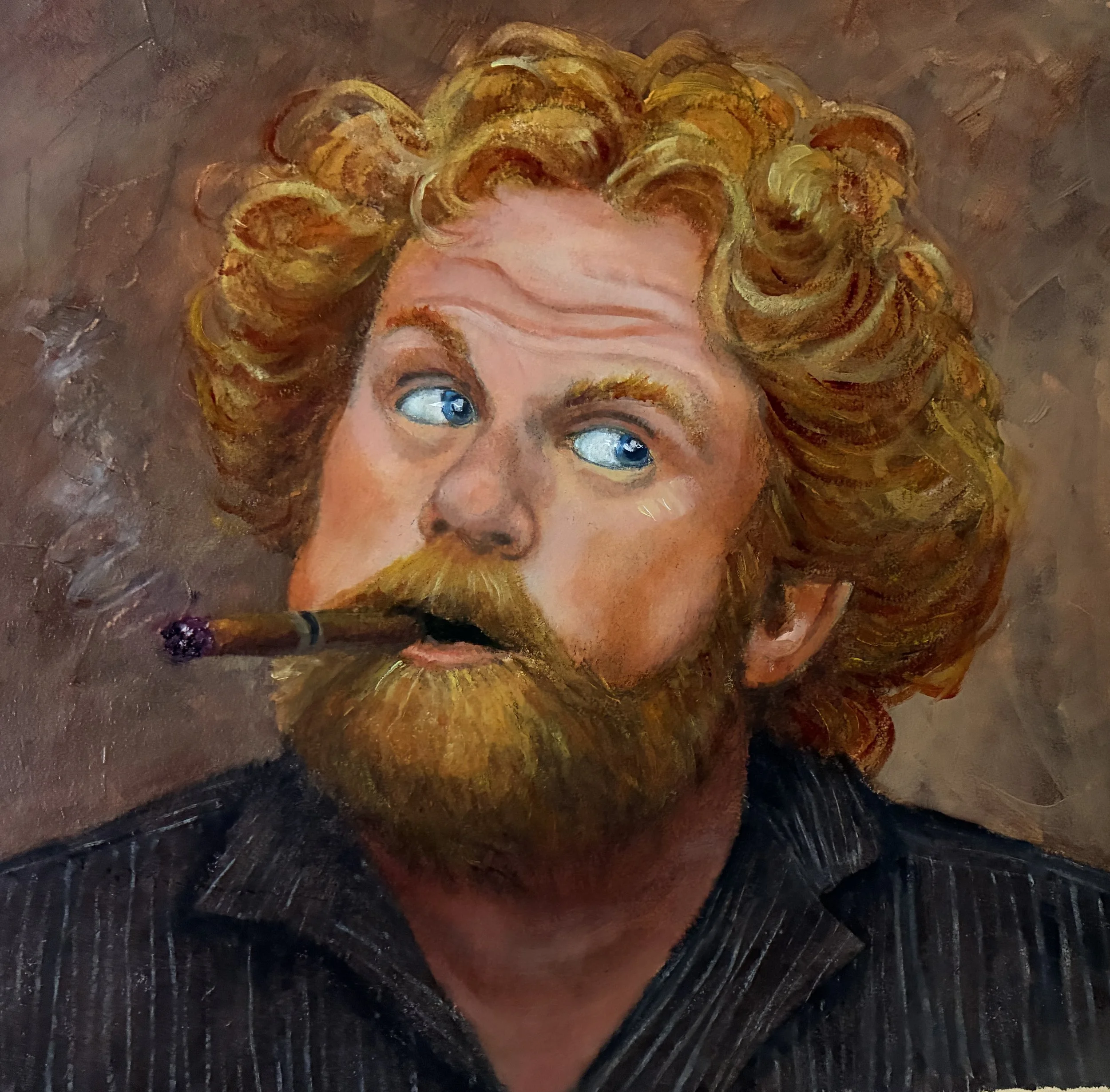 # 15 Prompt: chubby red haired man smoking cigar