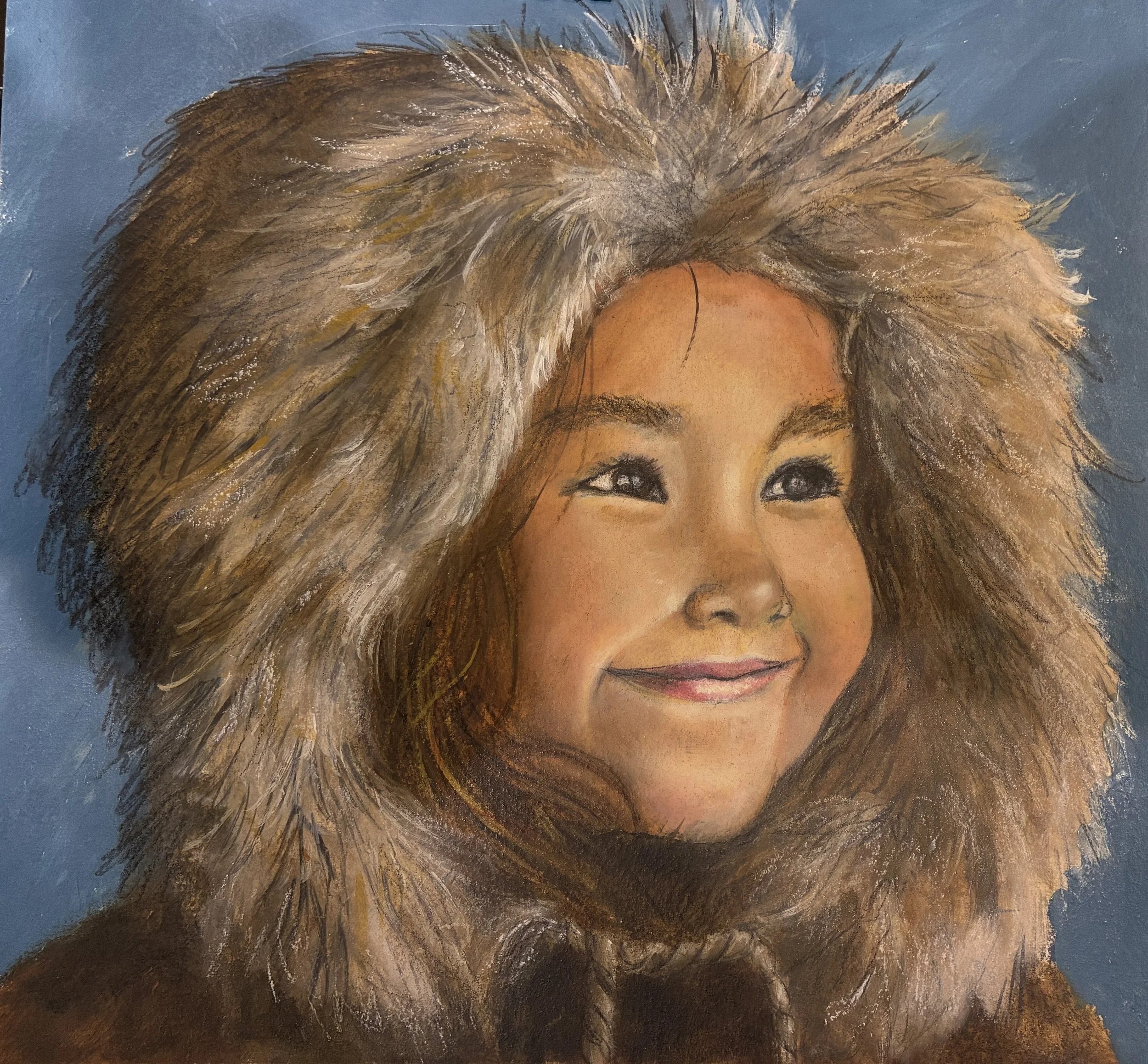 #22 Prompt: young Inuit girl in fur parka, closed mouth smile