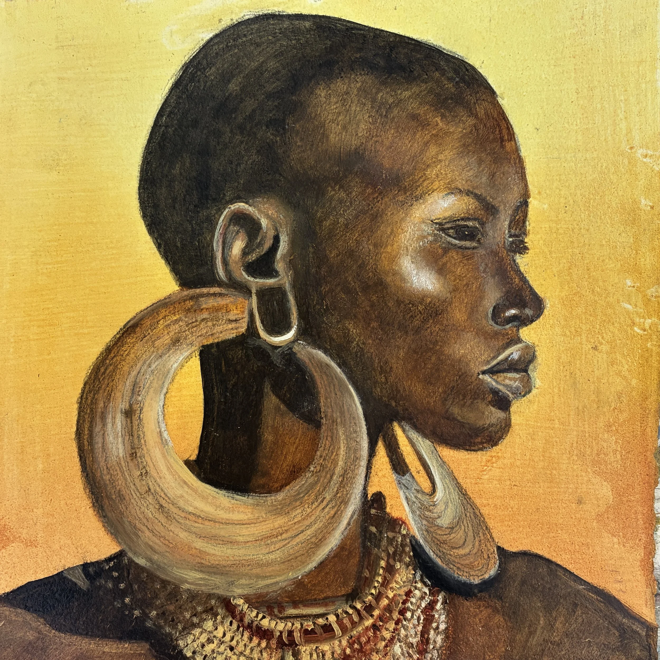 #24 Prompt: Mursi woman with culturally appropriate jewellery