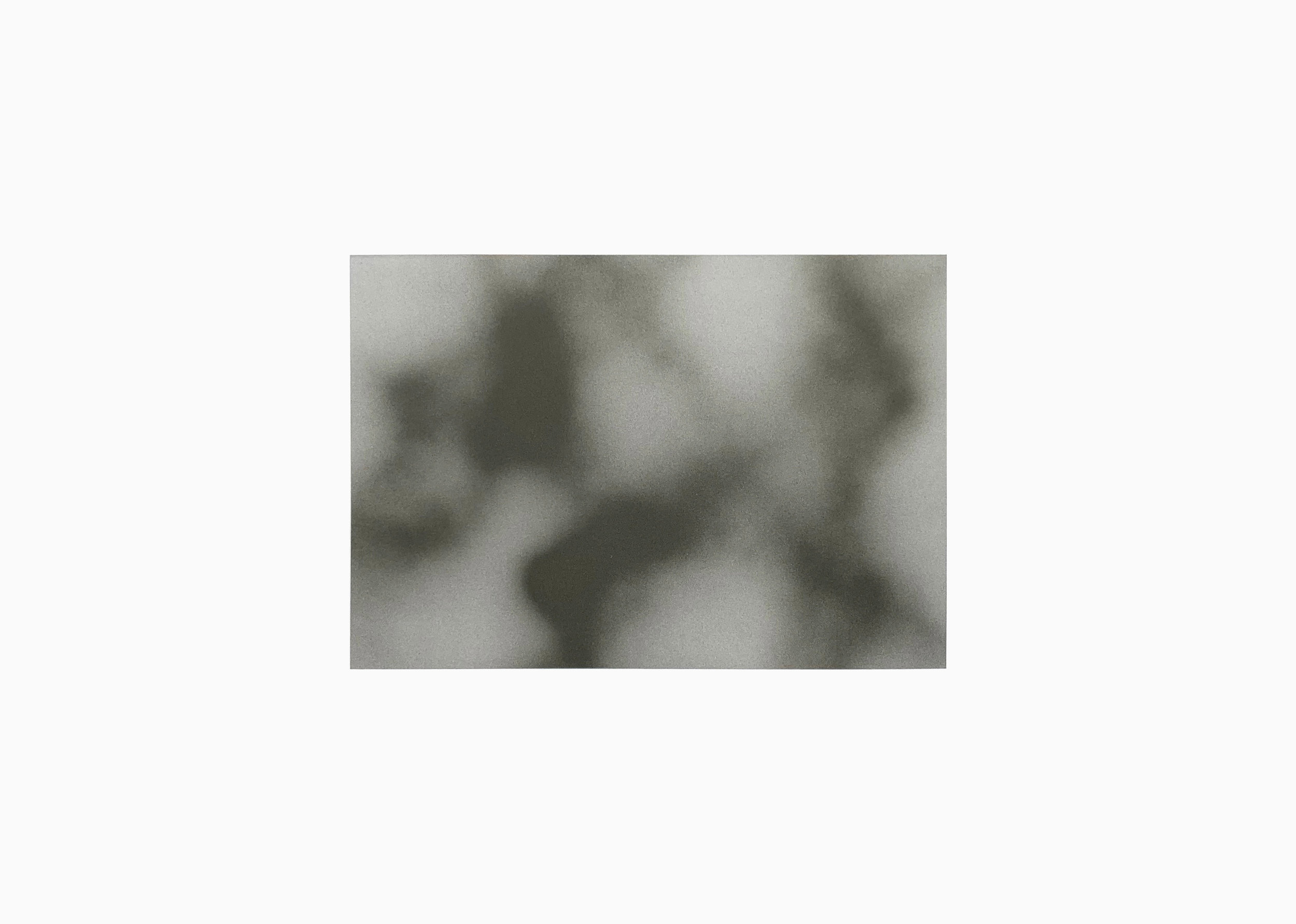 10.09.13-2 , 2013, graphite and acrylic fixative on paper, 20 x 28.5 in. , drawing from a large series Photography: A remembrance. They were "developed" in a way that mimicked traditional photography: The images remained hidden until the end of a methodical process.