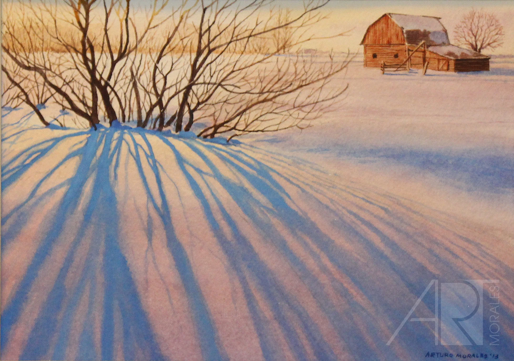snow shadows, watercolor, 9.75"x 7", original: $300, giclee print: $120