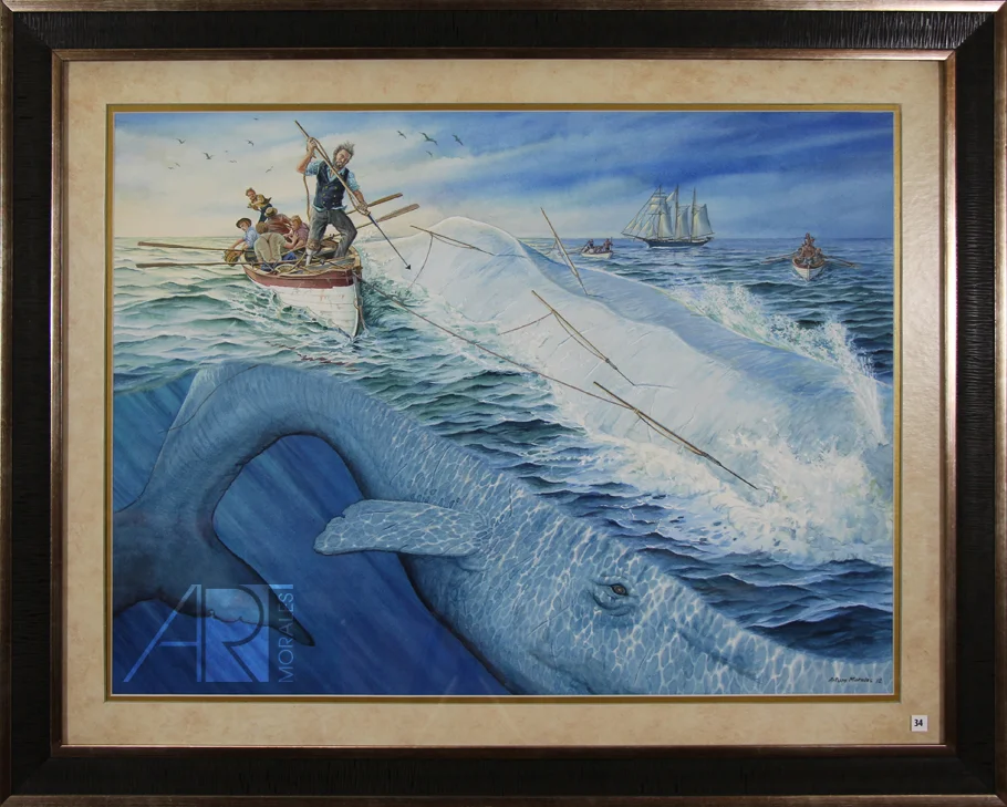 moby dick, 31"x 21.25" framed