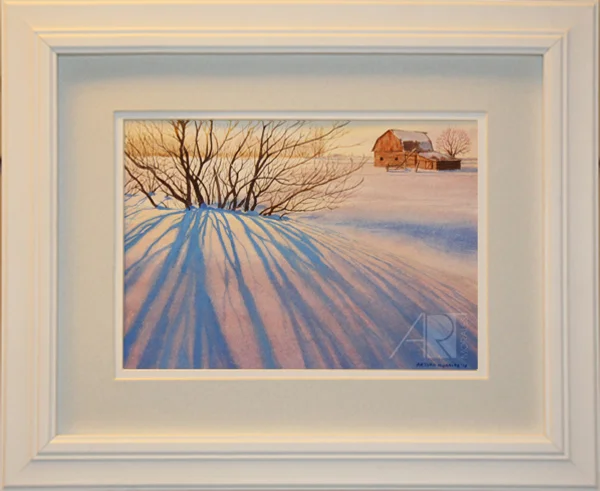 Snow shadows, 16.5" x 13.5" framed