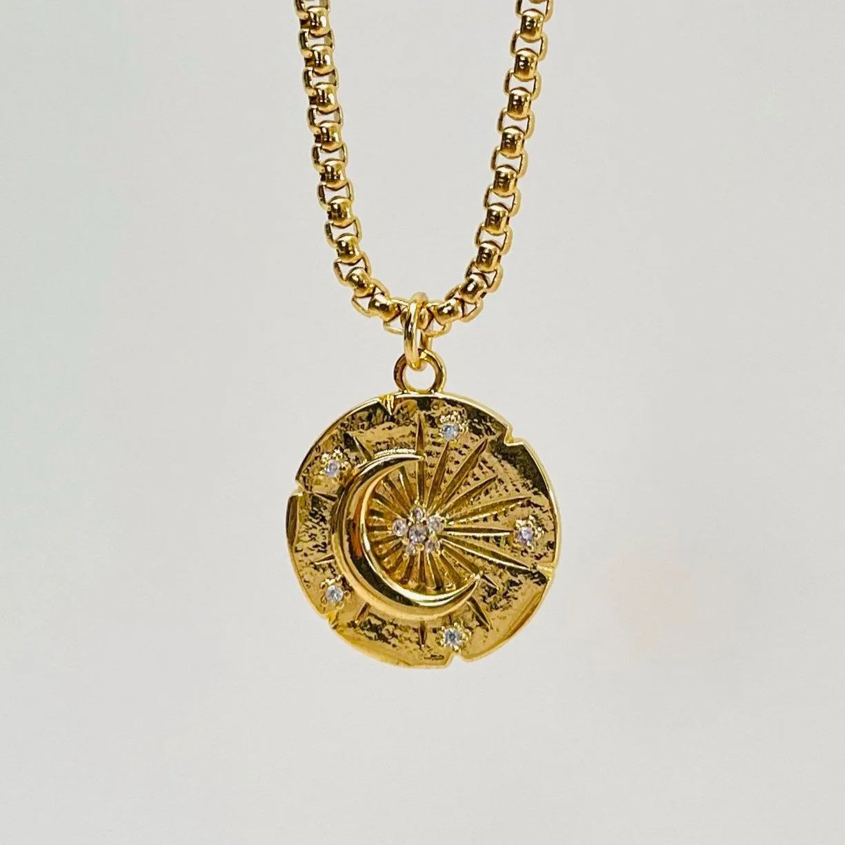 Crescent Moon Crystal Medallion