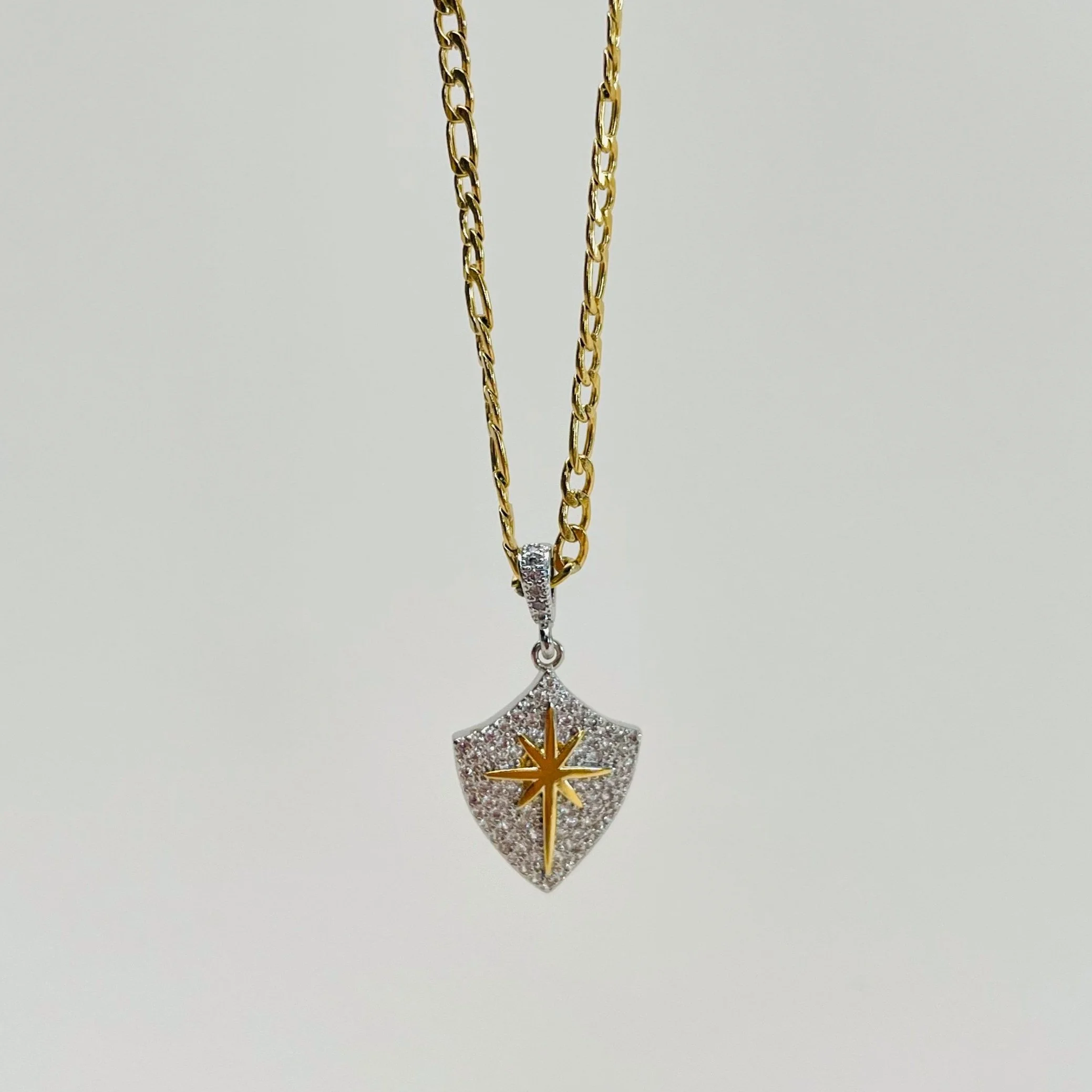Pave Shield North Star Pendant