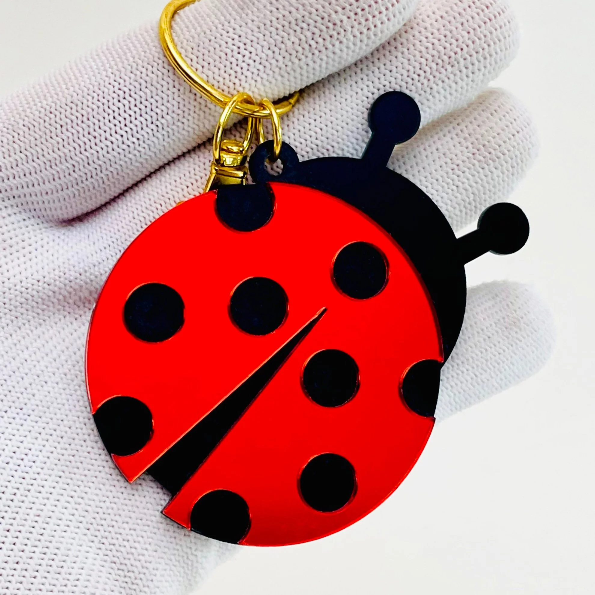 Mirrored Lady Bug Charm