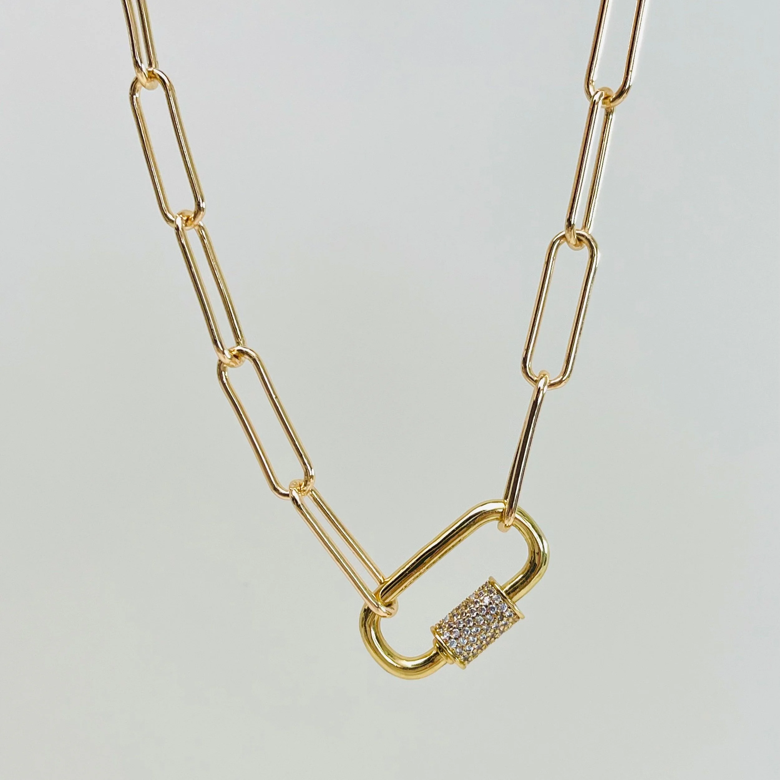 Pave Carabiner Lock Pendant