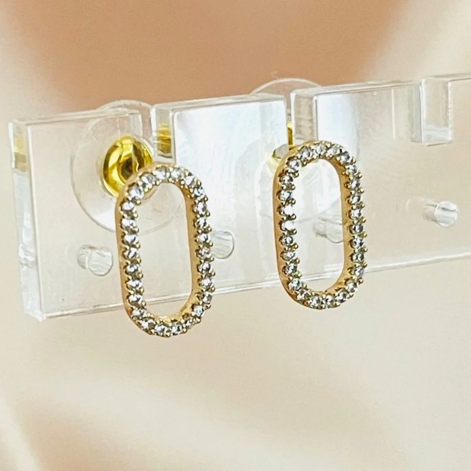 The Golden Crystal Oval Studs