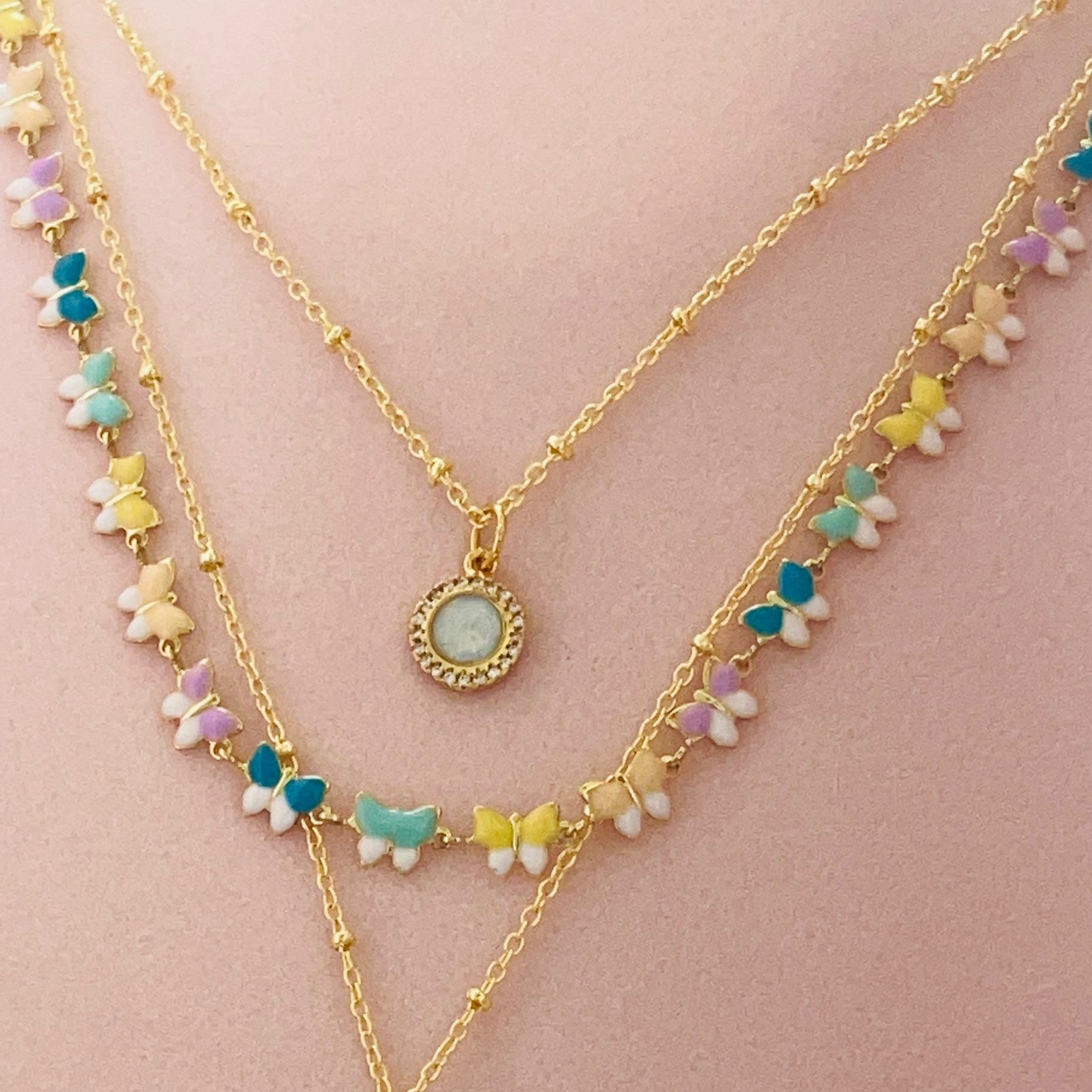 Enamel Butterfly Chain Choker