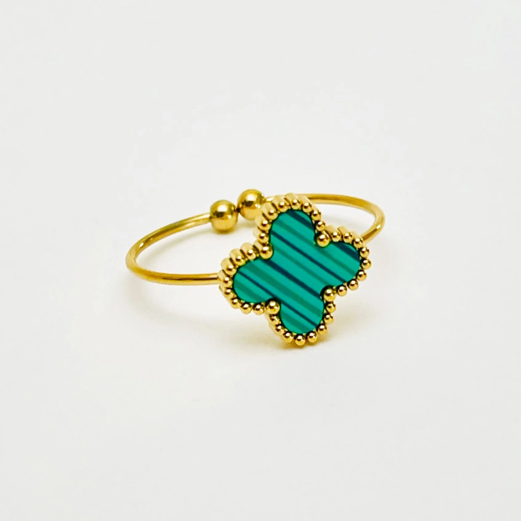 The Green Malachite Clover Ring